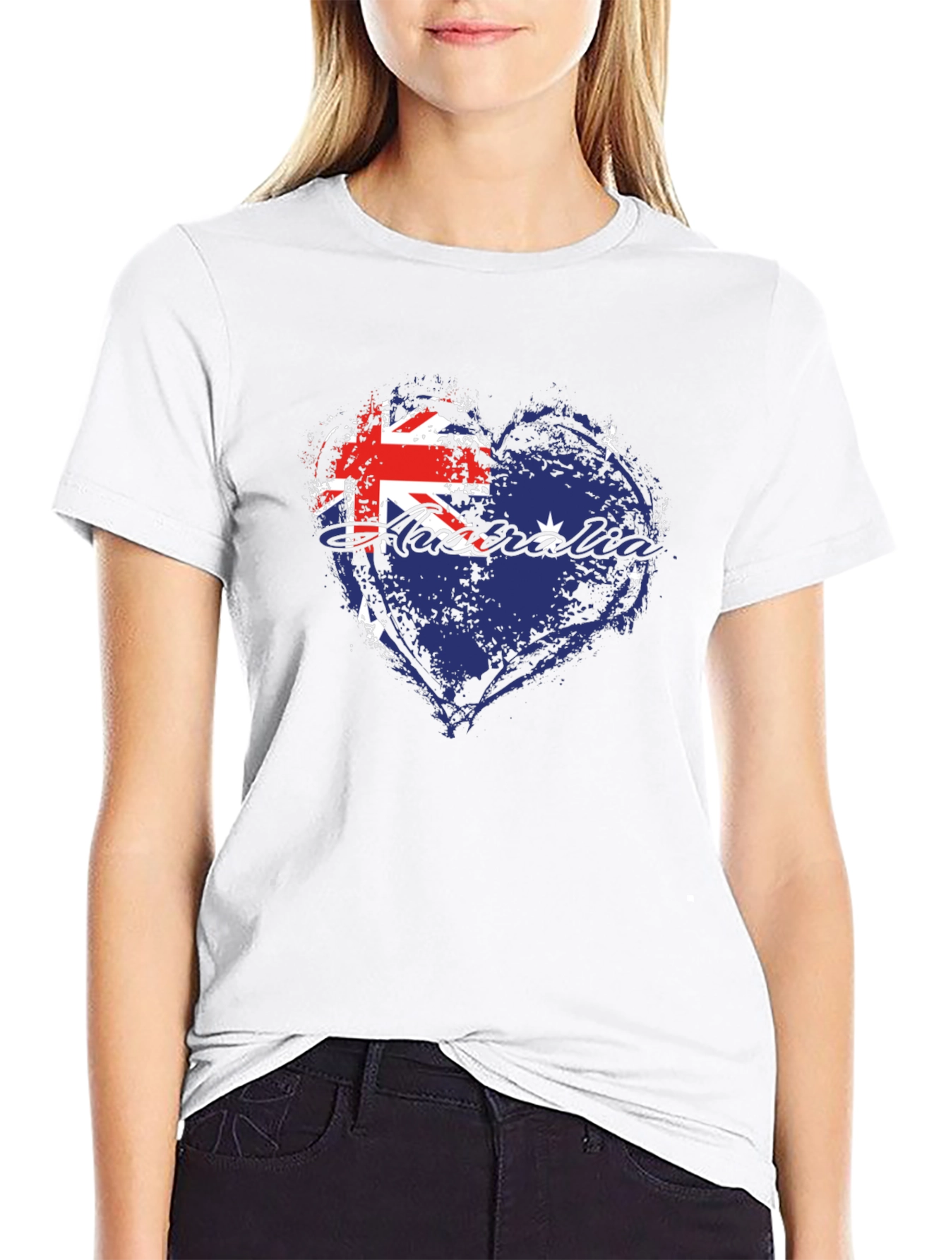 Black Australia Flag Heart Graphic Tee - Black view 9