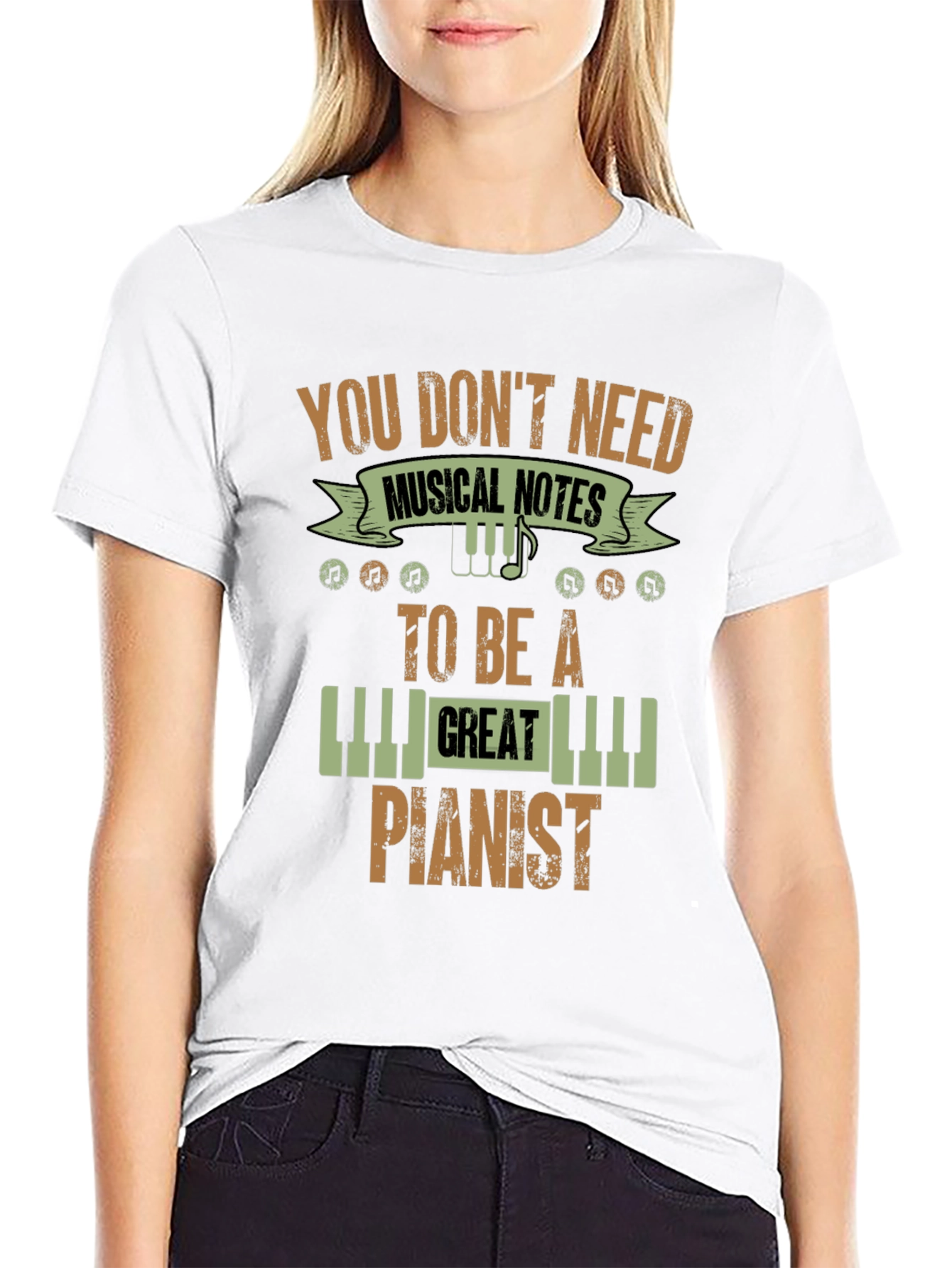 Black You Don't Need Musical Notes Pianist T-Shirt view 9