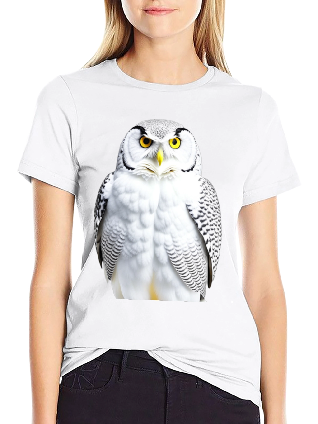Black Snowy Owl Graphic Black T-Shirt view 9