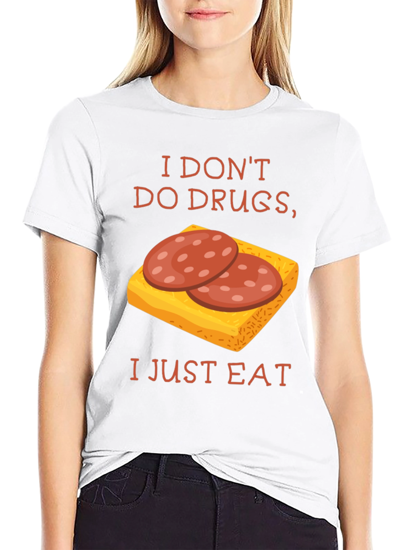 Black Funny 'I Don't Do Drugs, I Just Eat' Graphic T-Shirt view 9