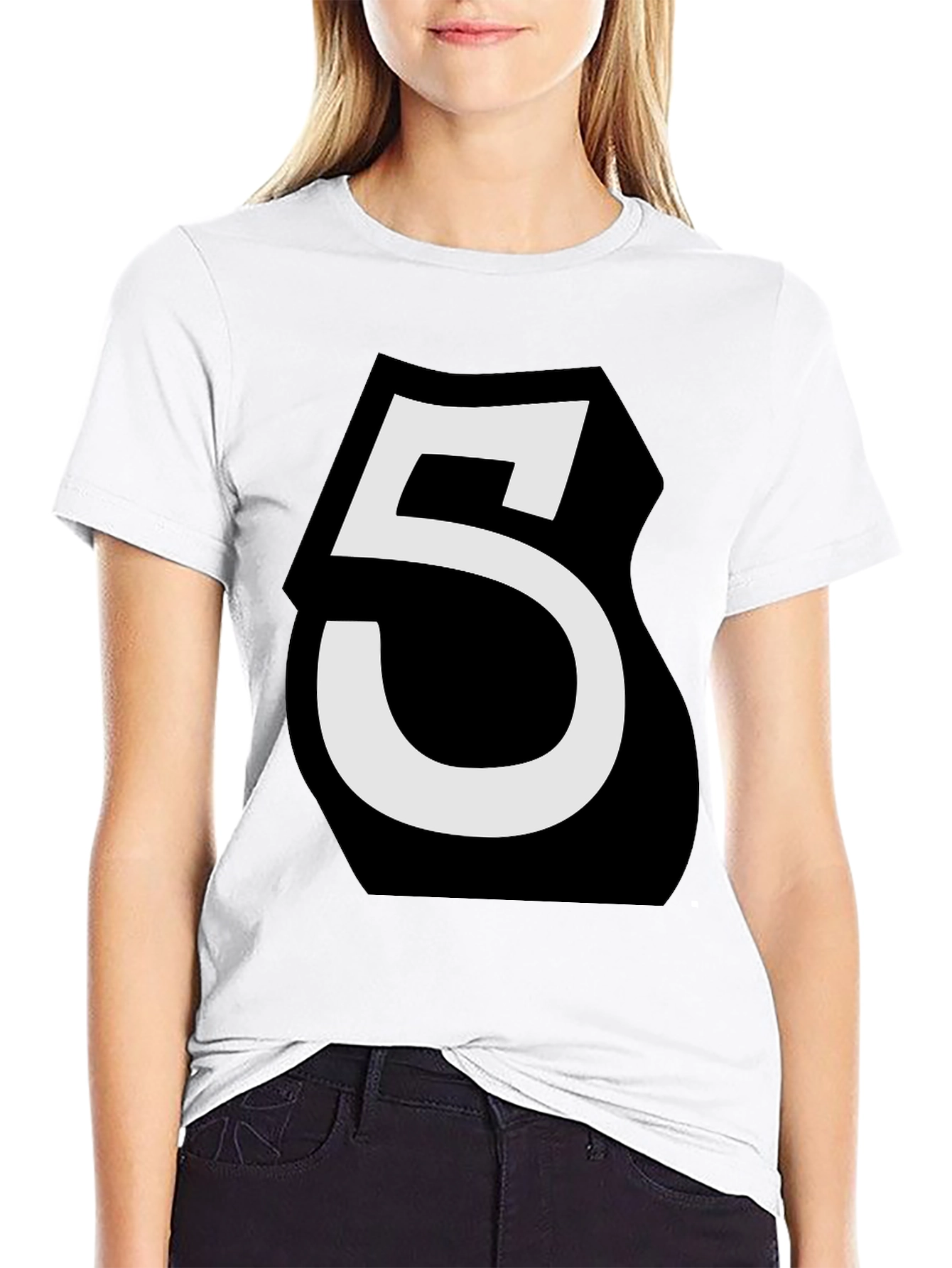 Black Number 5 Graphic Tee - Bold Statement Shirt view 9