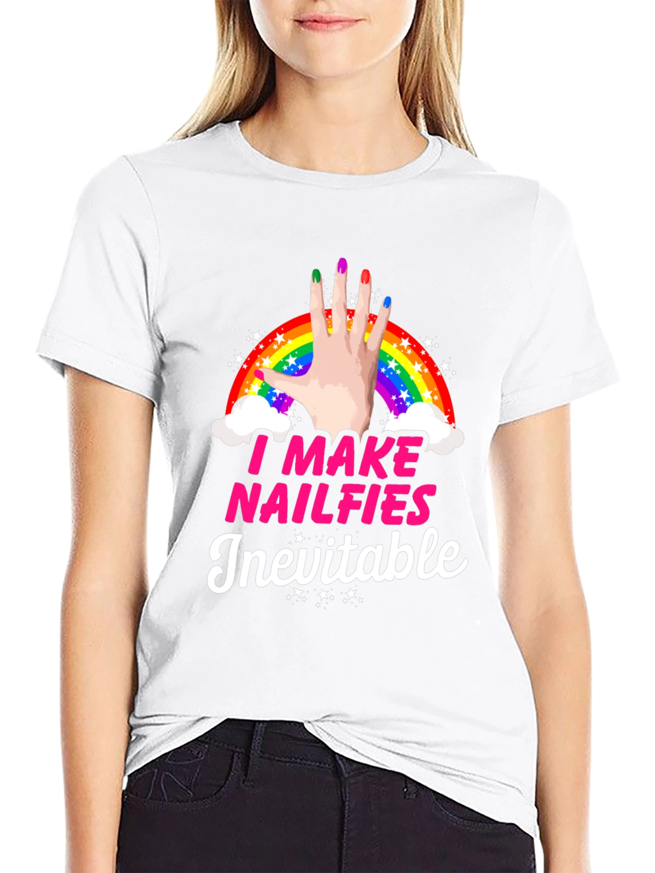 Black I Make Nailfies Inevitable T-Shirt view 9