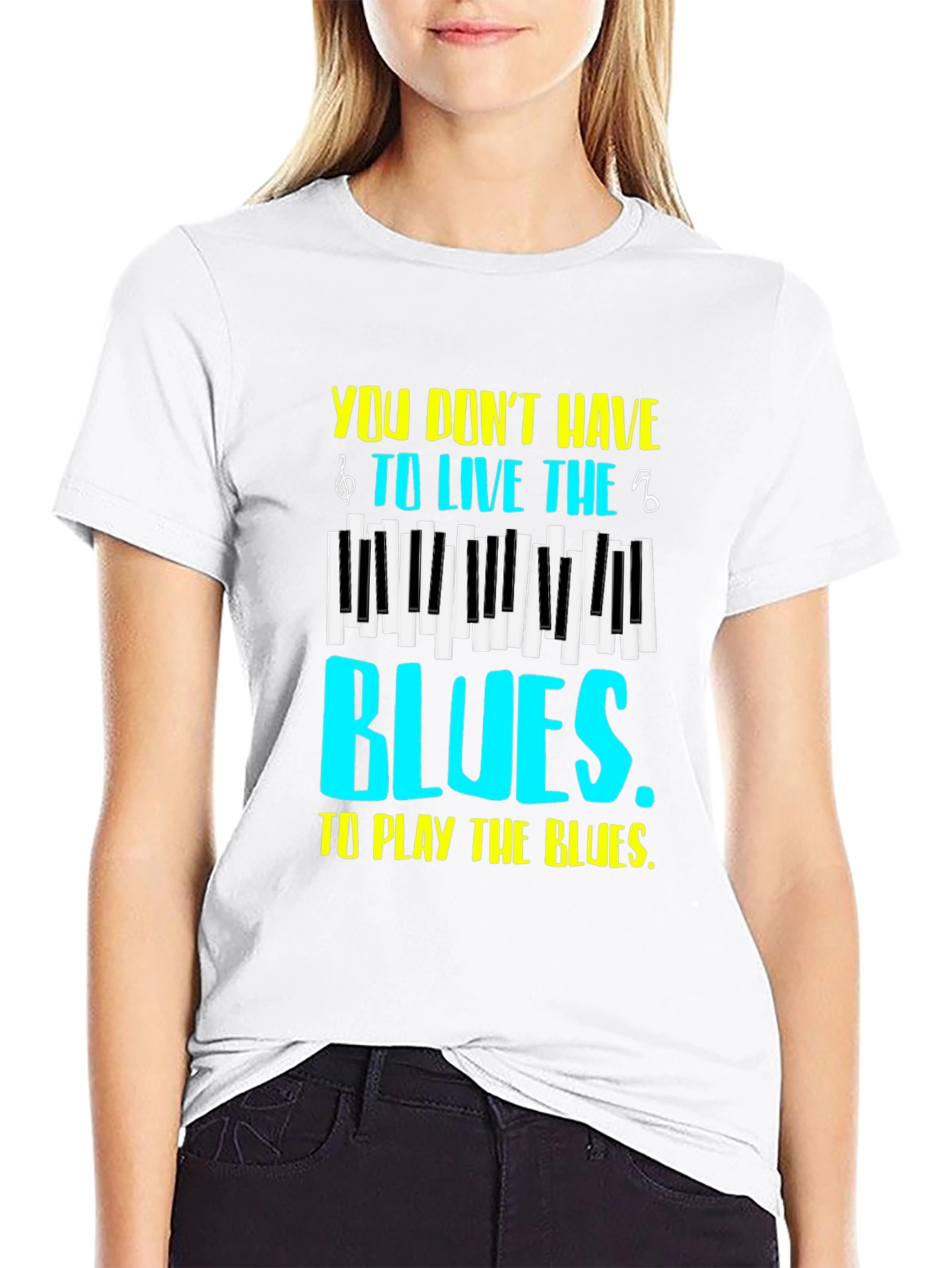 Black Piano Blues T-Shirt - Music Lover Tee view 9