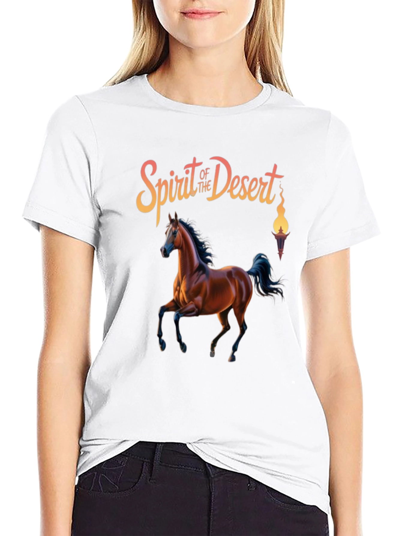 Black Spirit of the Desert Horse Graphic T-Shirt view 9