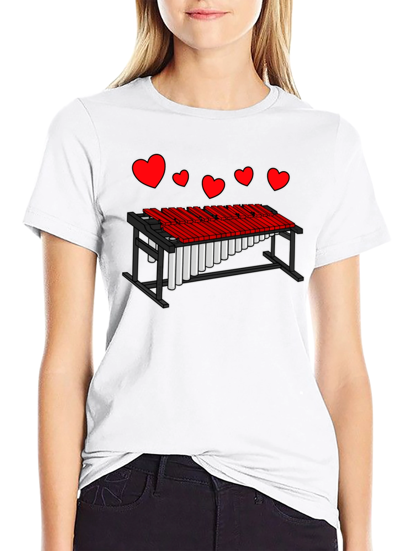 Black Heart Marimba Music T-Shirt view 9