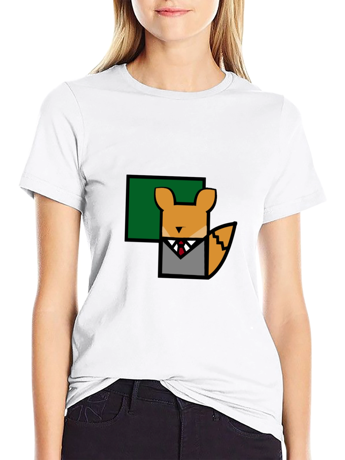 Black Geometric Fox T-Shirt - Cool Animal Design view 9