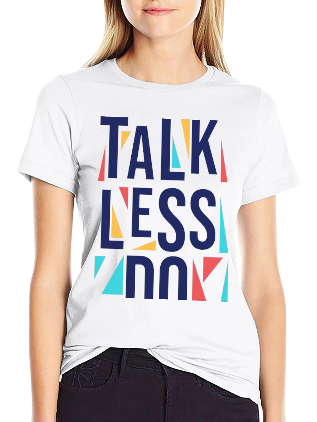 Black Talk Less Do More Graphic Tee - Black Cotton Blend T-Shirt view 9