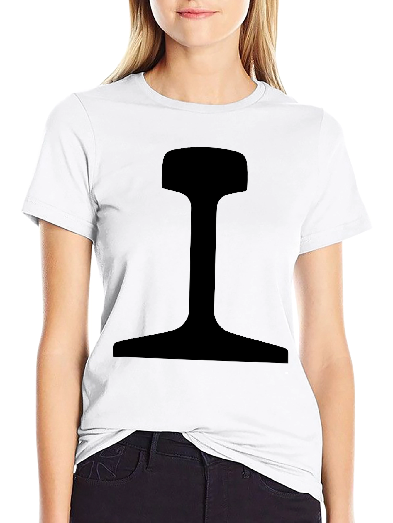 Black Men's Black T-Shirt with Rail Profile Graphic view 9