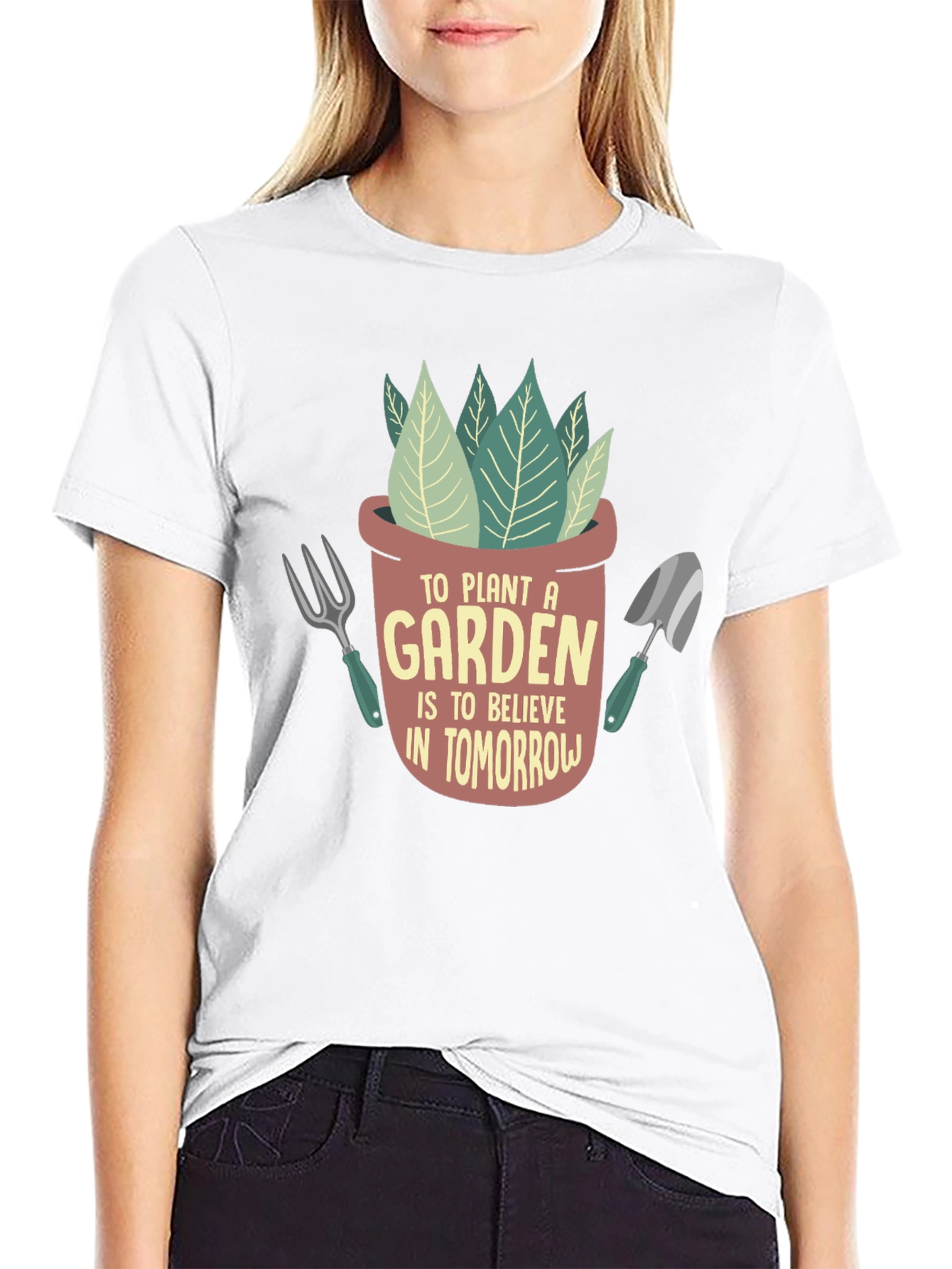 Black Plant a Garden Believe in Tomorrow Graphic T-Shirt view 9