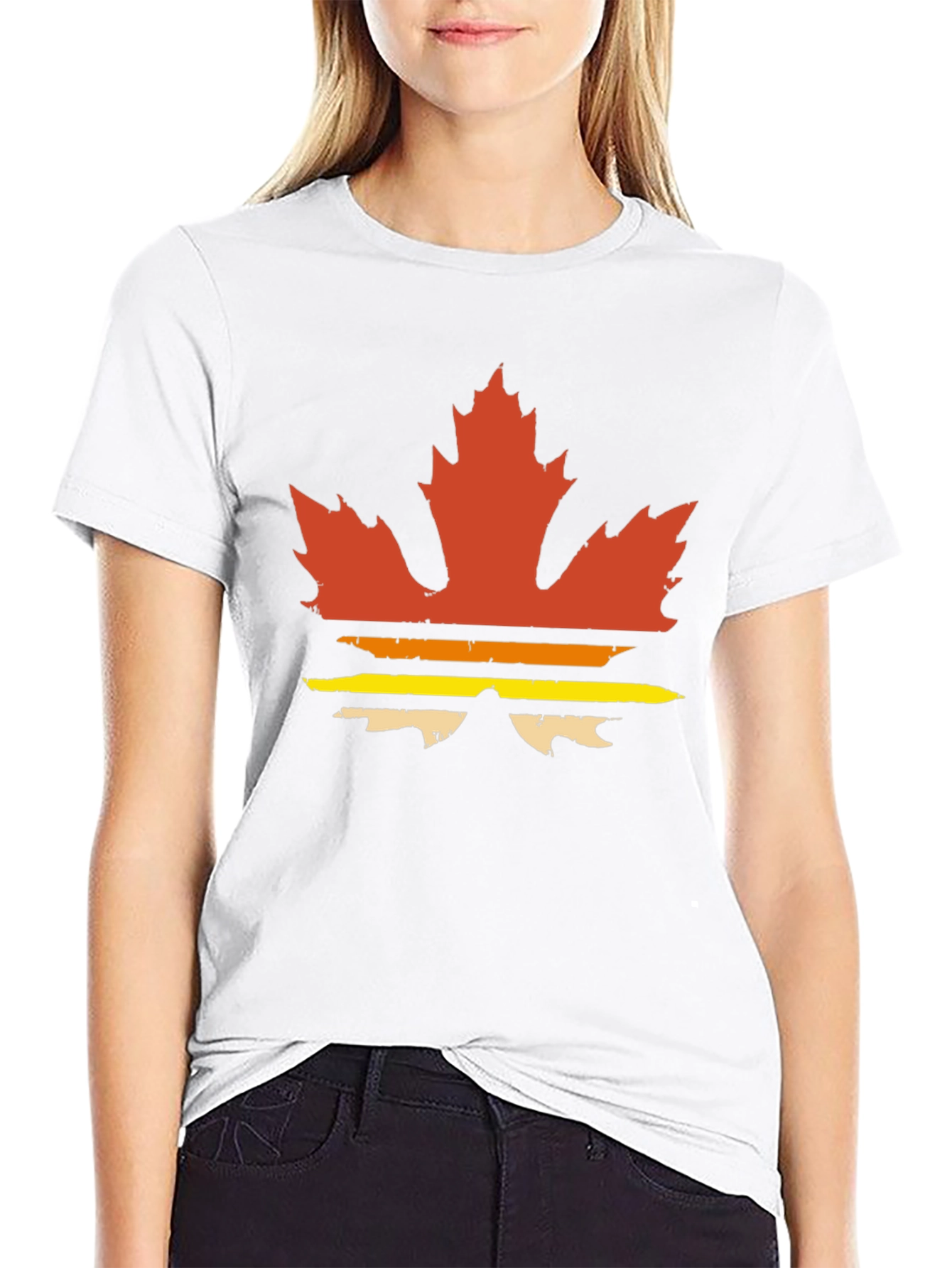 Black Retro Maple Leaf Graphic Tee - Vintage Style T-Shirt view 9