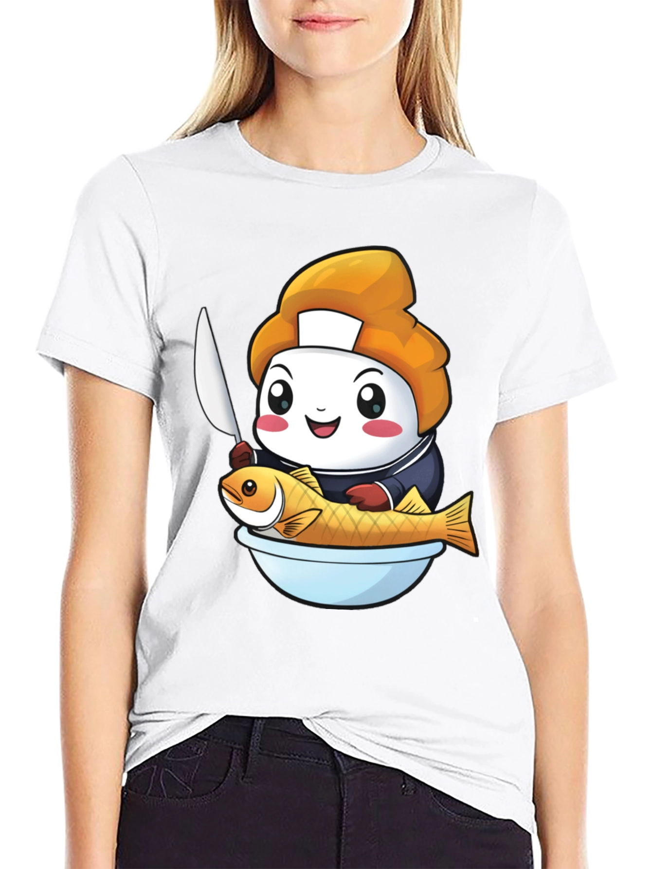 Black Sushi Chef Fish T-Shirt: Cute Culinary Design view 9