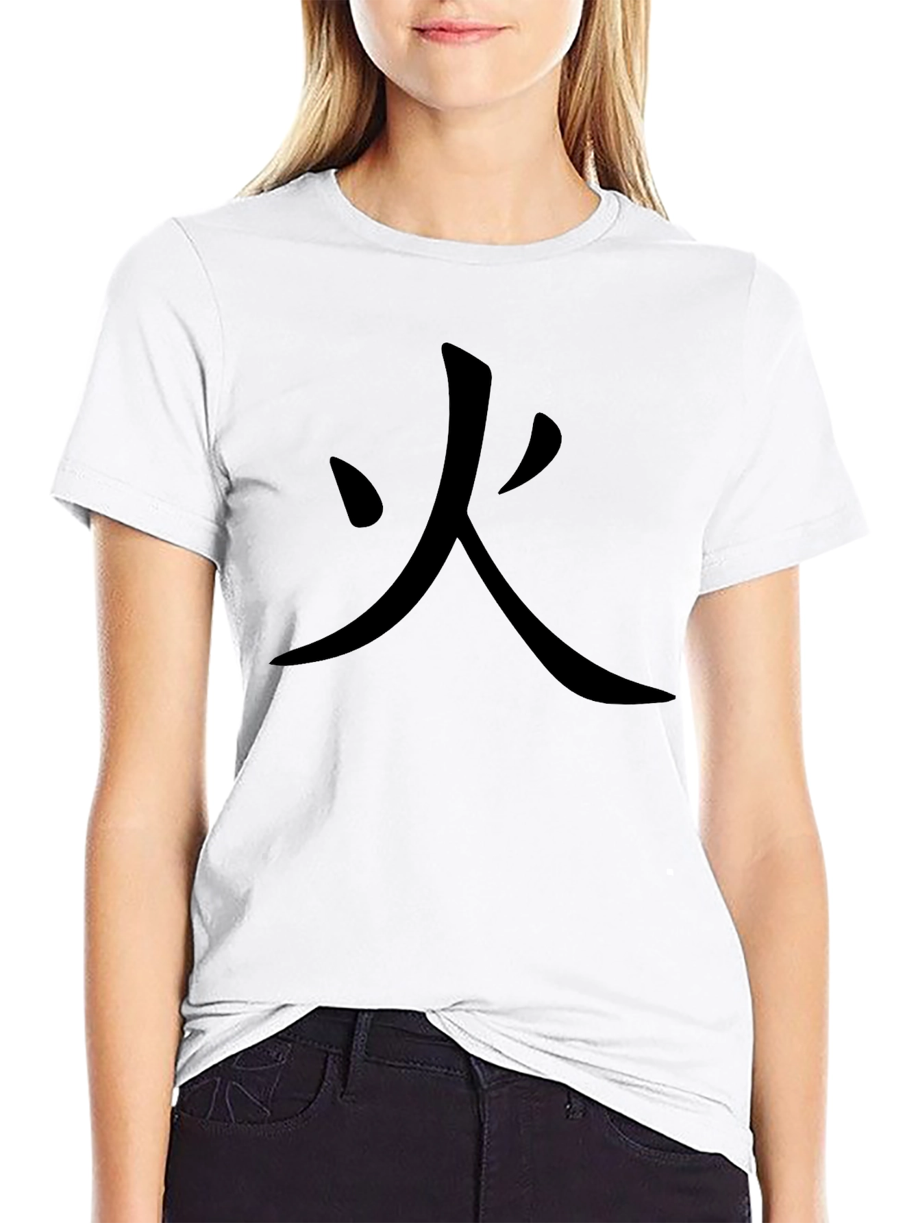 Black Fire Kanji Black T-Shirt - Japanese Inspired Design view 9