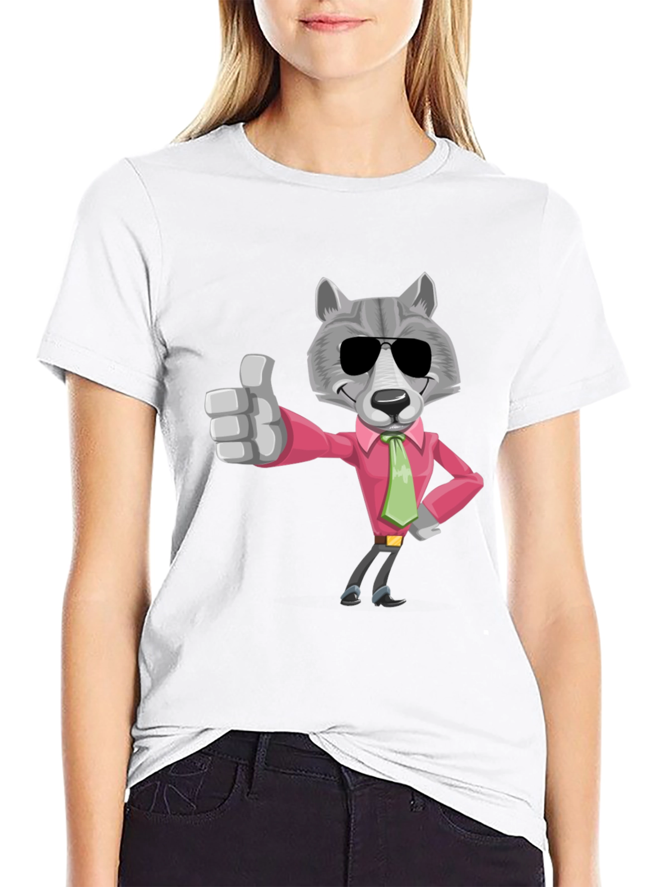 Black Cool Wolf Graphic Tee - Black Cotton T-Shirt view 9