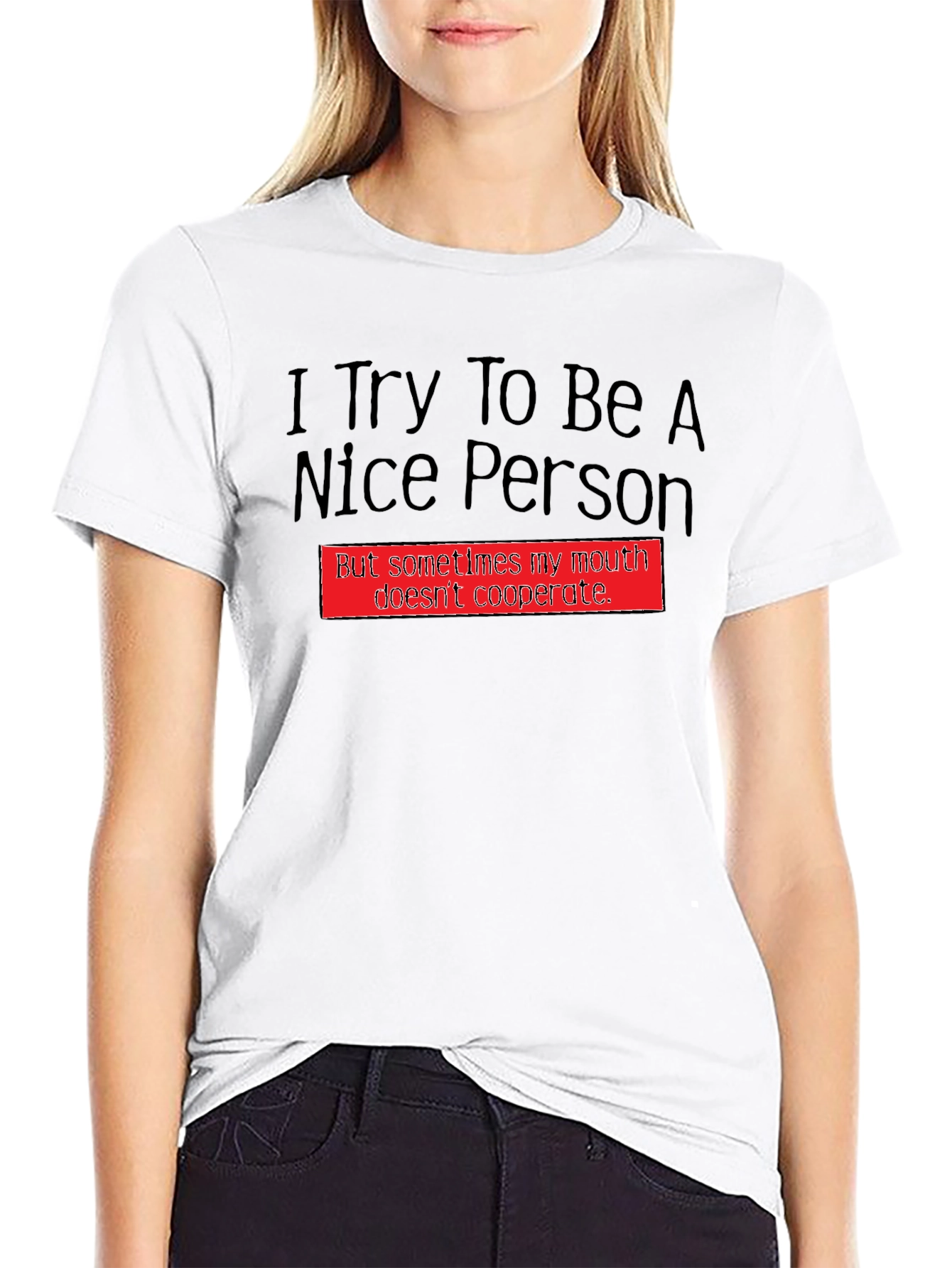 Black Funny "Nice Person" Graphic Tee view 9