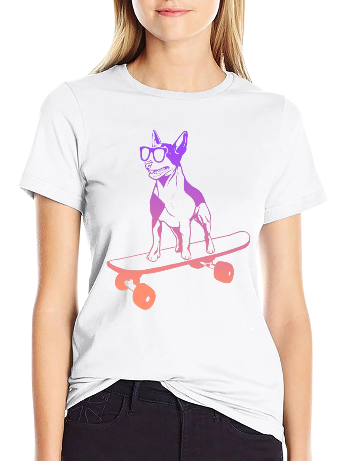 Black Skateboarding Dog Graphic Tee - Cool & Unique Design view 9