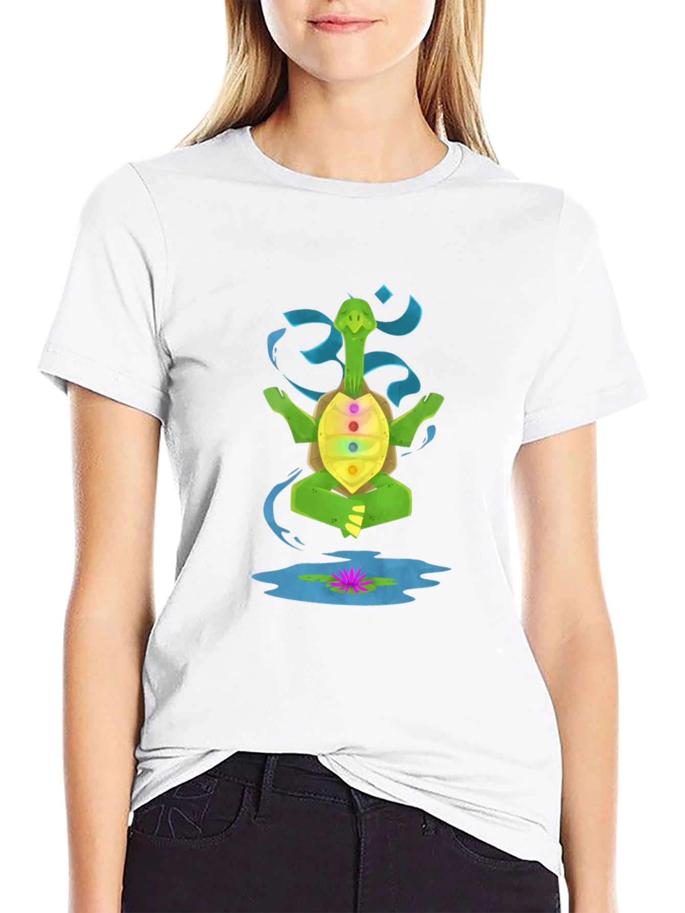 Black Meditating Turtle T-Shirt view 9