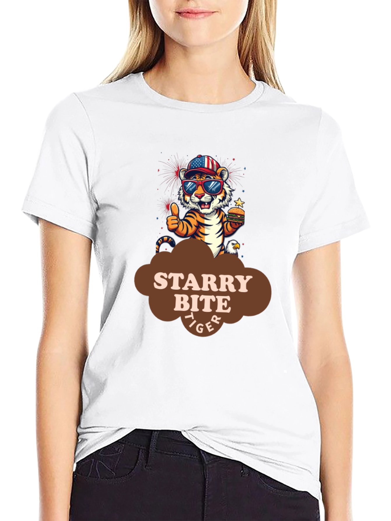 Black Starry Bite Tiger Graphic Tee - Stylish Comfort view 9