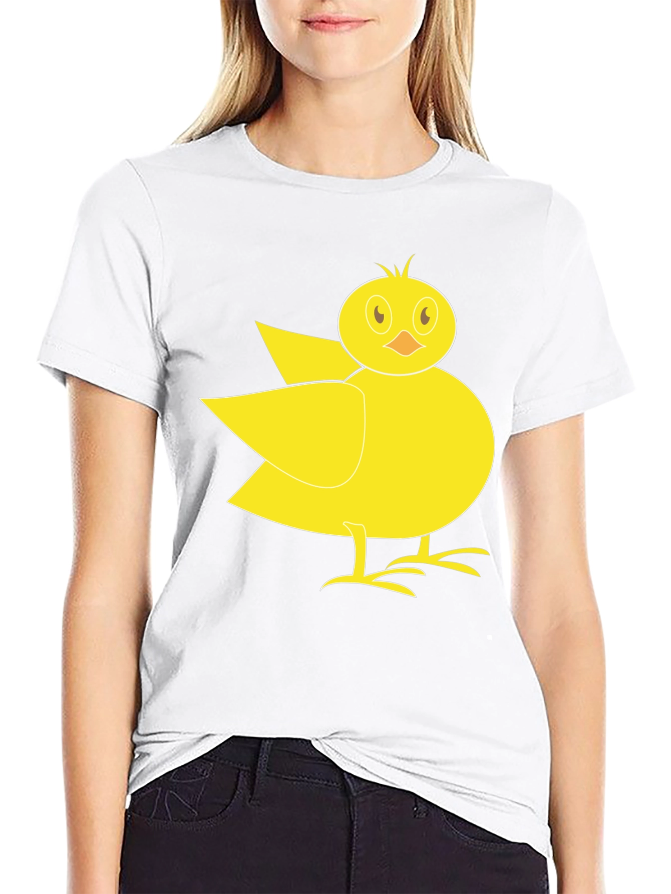 Black Cute Yellow Chick Graphic Tee - Black T-Shirt view 9
