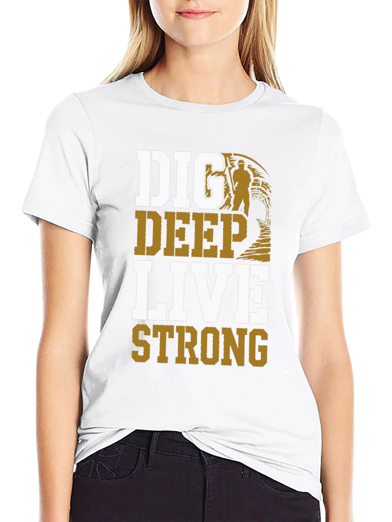 Black Dig Deep Live Strong Men's Graphic Tee view 9