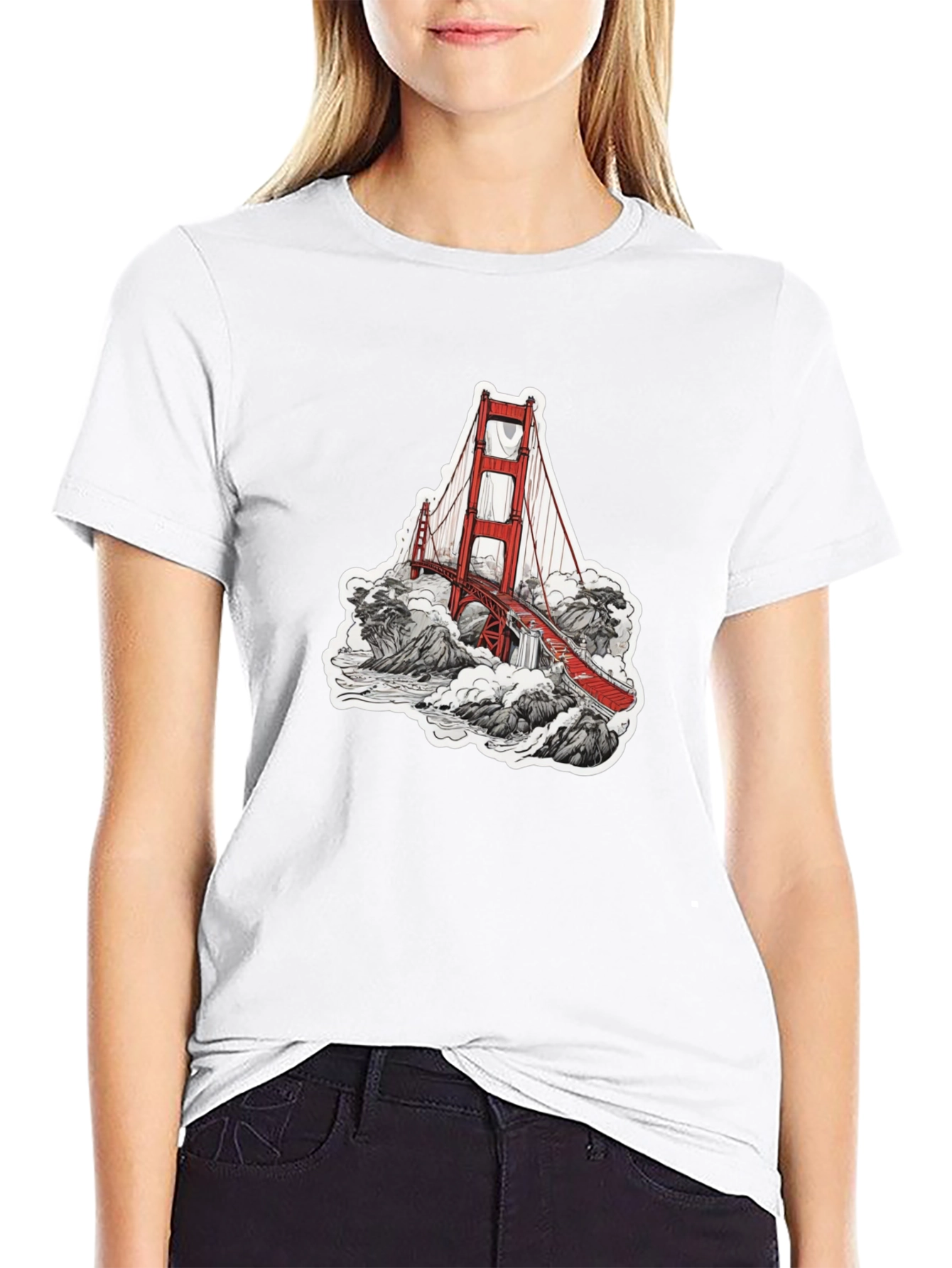 Black Golden Gate Bridge Graphic Tee - Black view 9