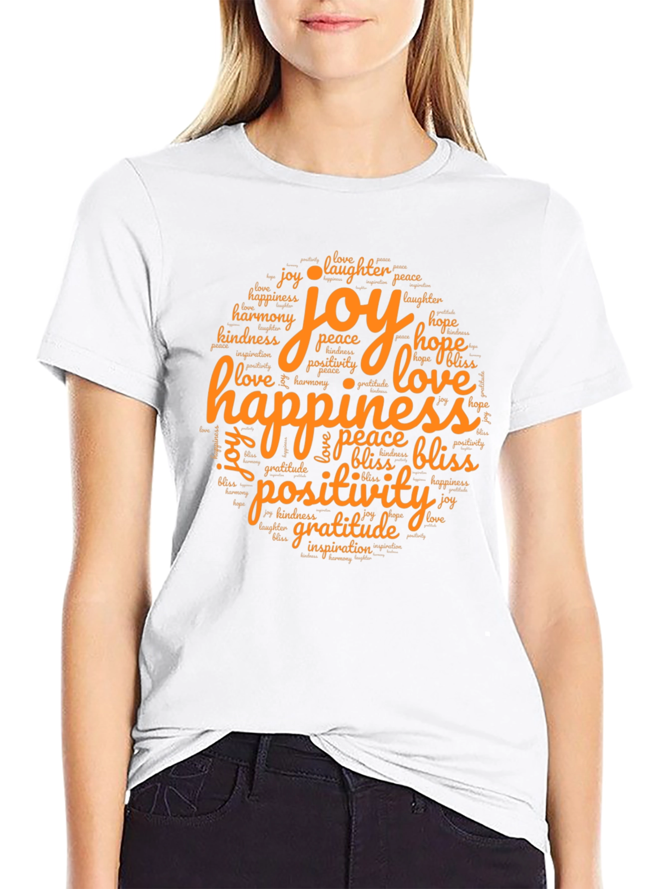 Black Joyful Word Art Tee - Happiness, Love, Gratitude view 9