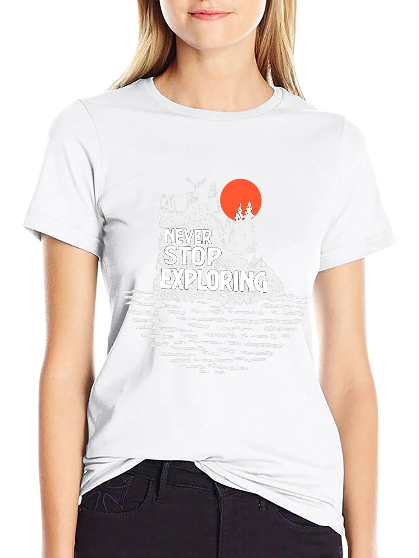 Black Never Stop Exploring Graphic Tee view 9