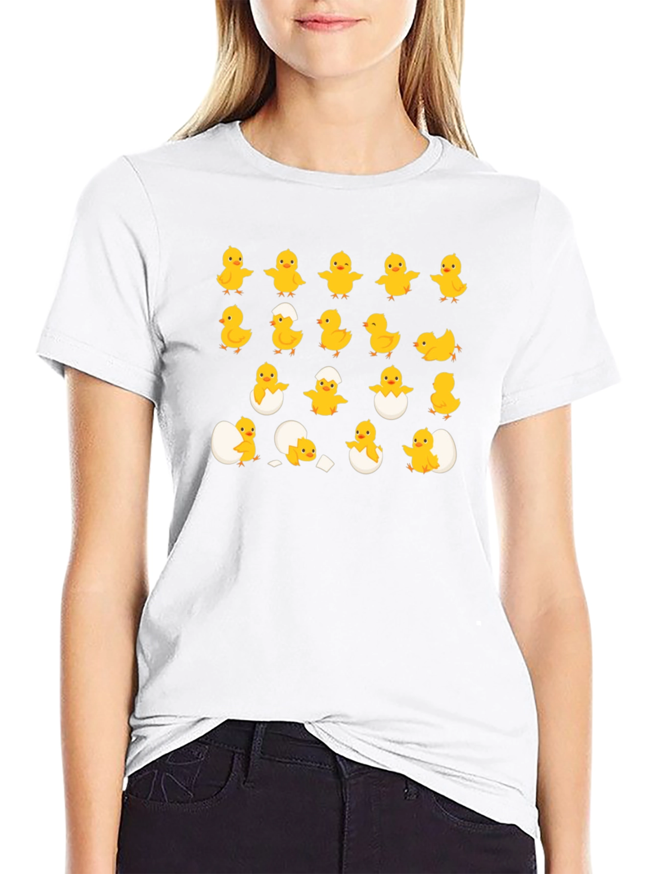 Black Cute Chick Hatching Black T-Shirt view 9
