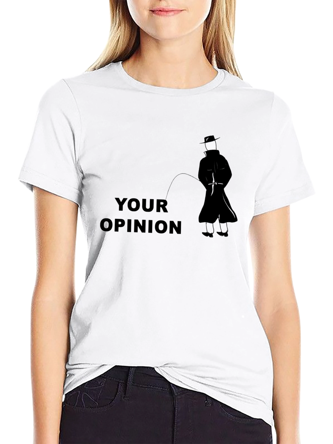 Black Humorous "Your Opinion" Graphic T-Shirt view 9
