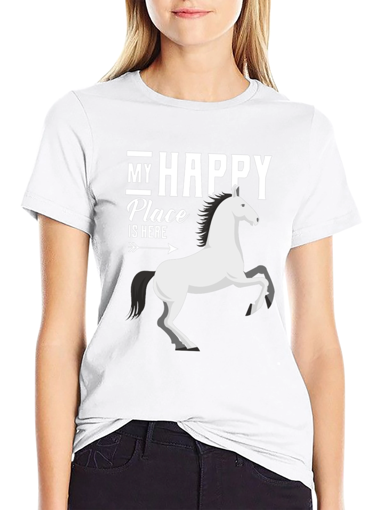 Black Happy Place Horse T-Shirt view 9