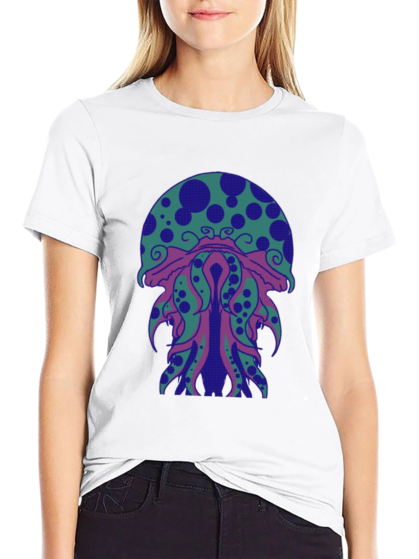 Black Psychedelic Jellyfish Graphic Tee - Black Cotton view 9