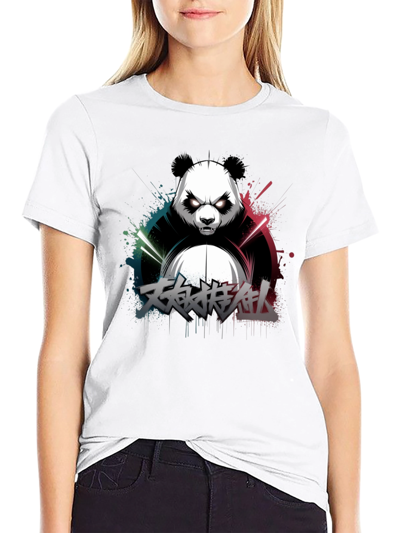 Black Men's Black Panda Graphic T-Shirt view 9