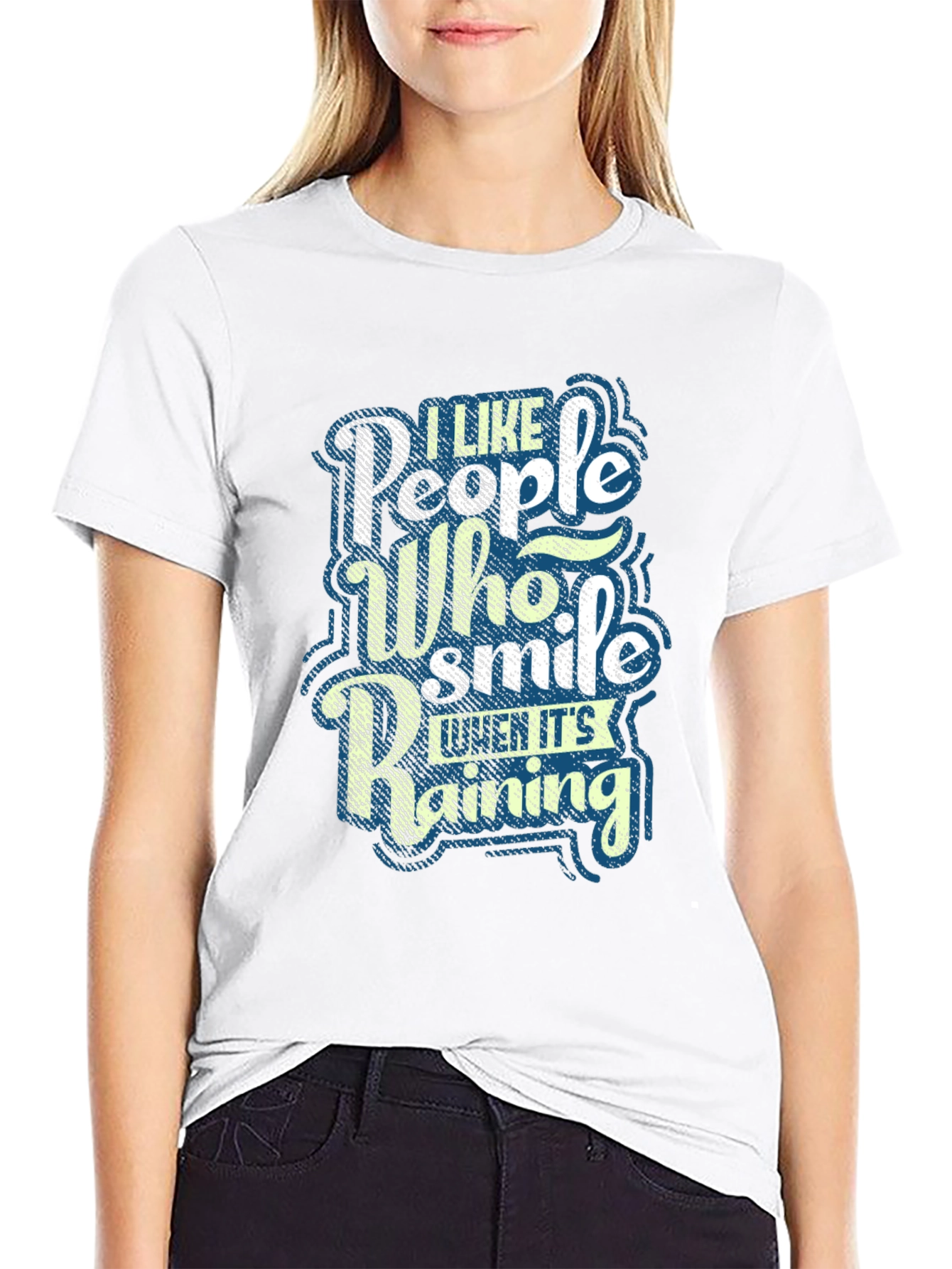 Black I Like People Who Smile When It's Raining Graphic Tee view 9
