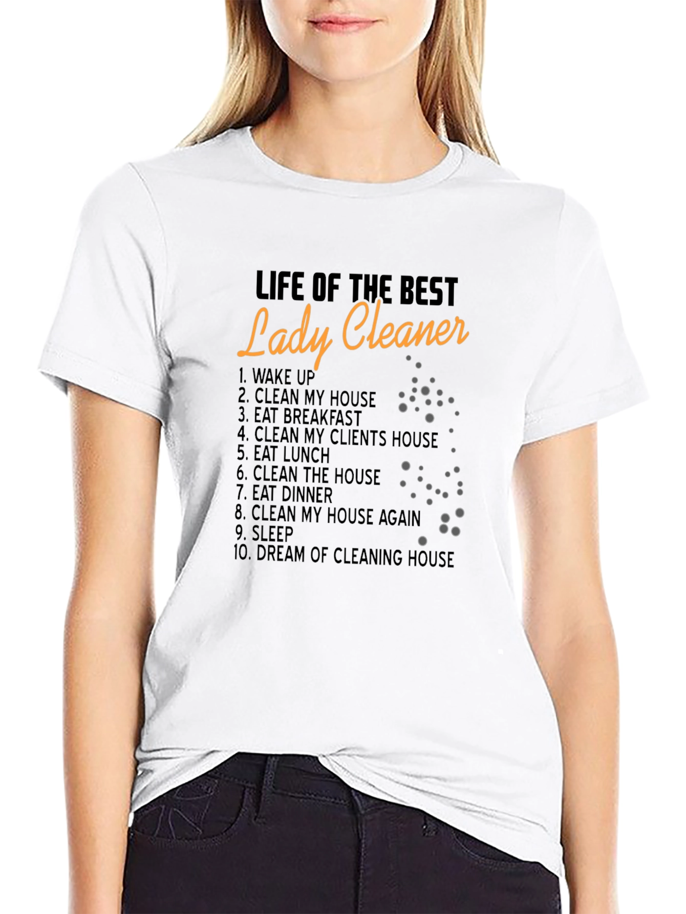 Black Lady Cleaner T-Shirt - Cleaning Life Tee view 9