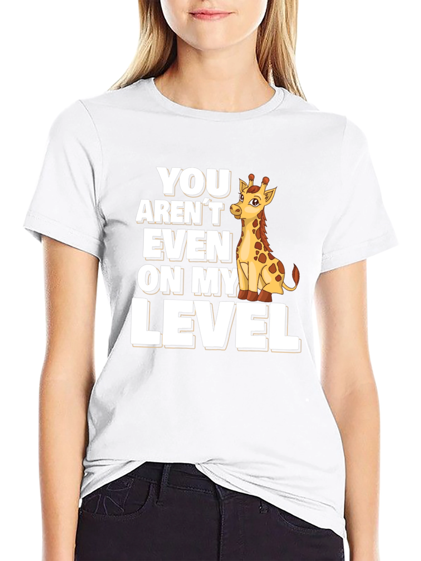 Black Giraffe Level T-Shirt - Funny Animal Tee view 9