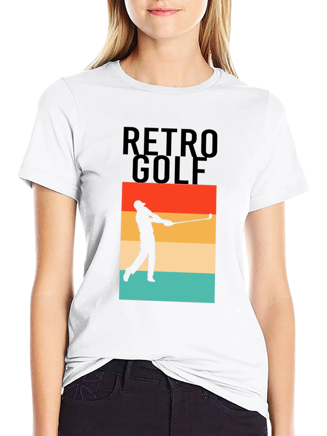 Black Retro Golf T-Shirt - Golfer Silhouette Tee view 9