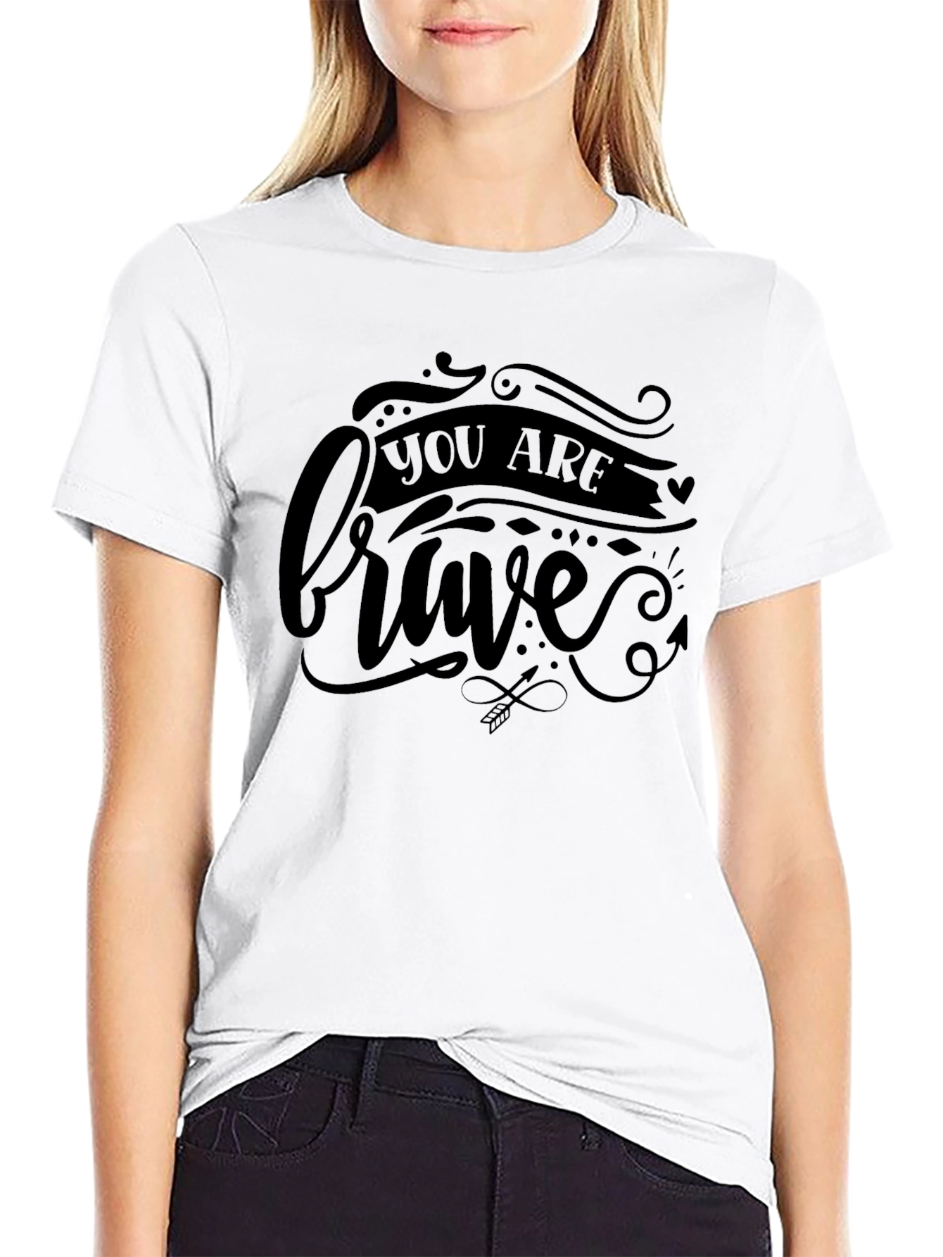 Black You Are Brave Graphic Tee - Black Unisex Shirt view 9