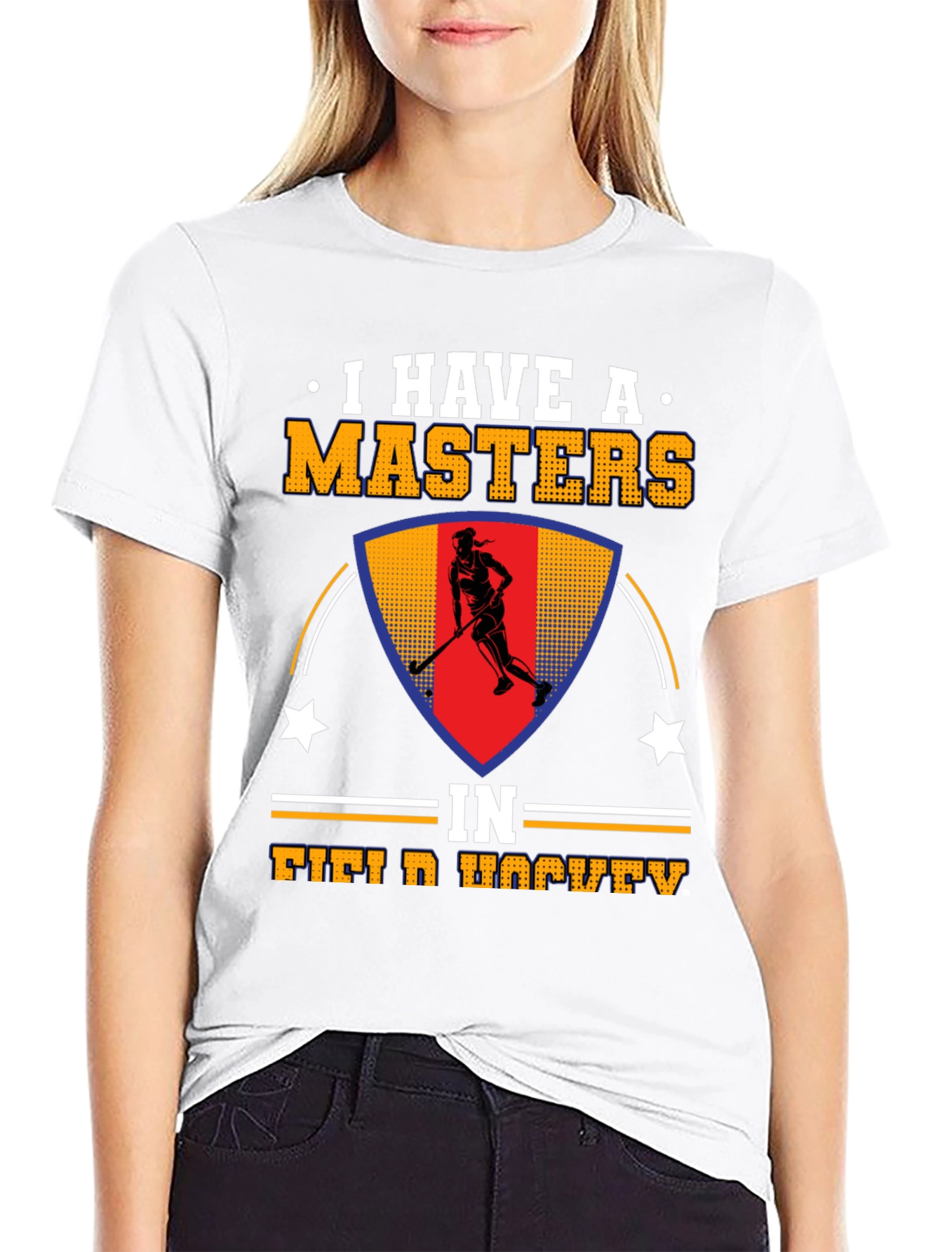 Black I Have A Masters In Field Hockey T-Shirt view 9