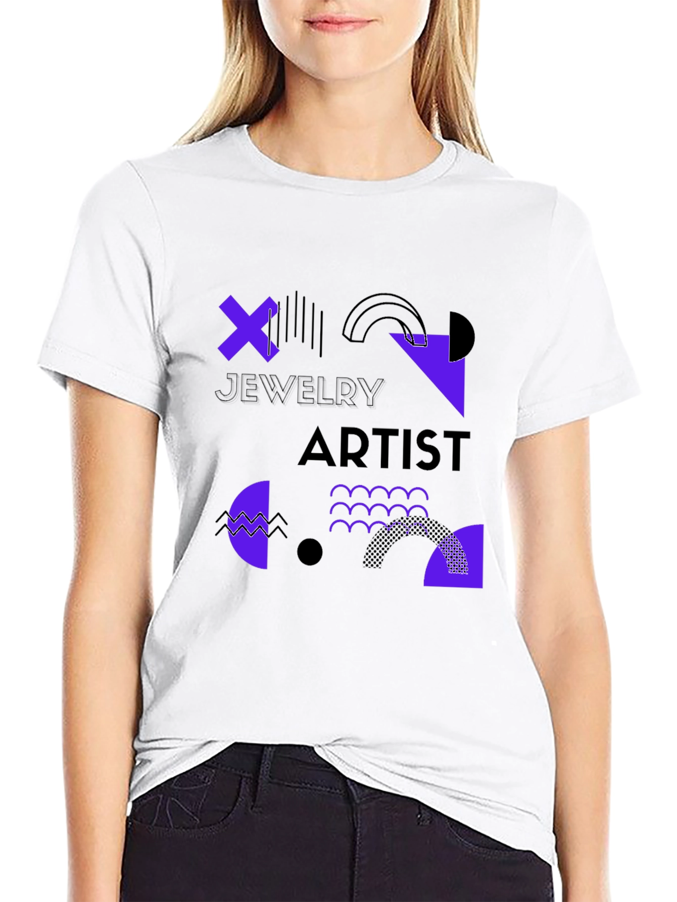 Black Jewelry Artist Graphic Tee - Modern Geometric Design view 9