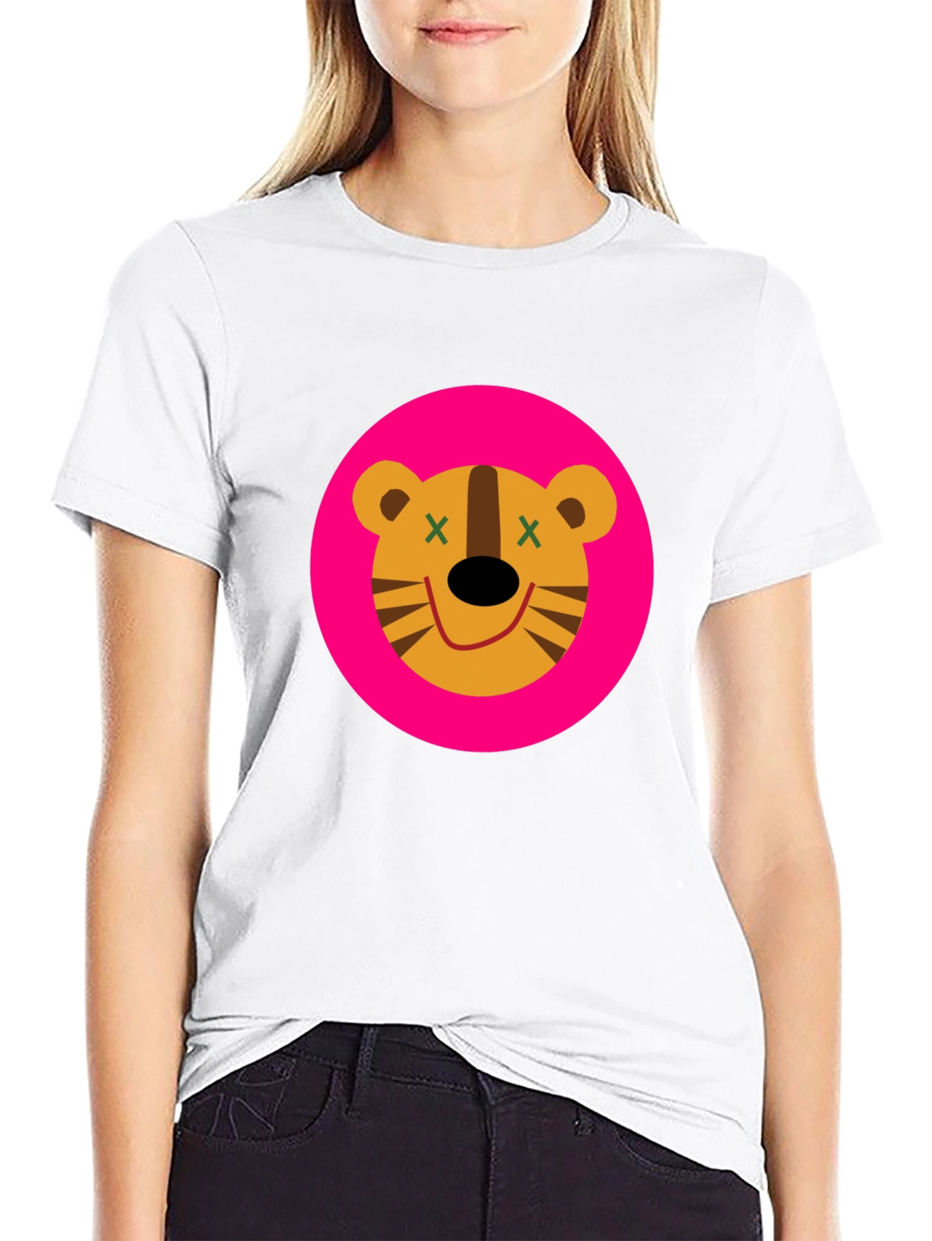 Black Funky Cartoon Tiger Graphic Tee - Black view 9
