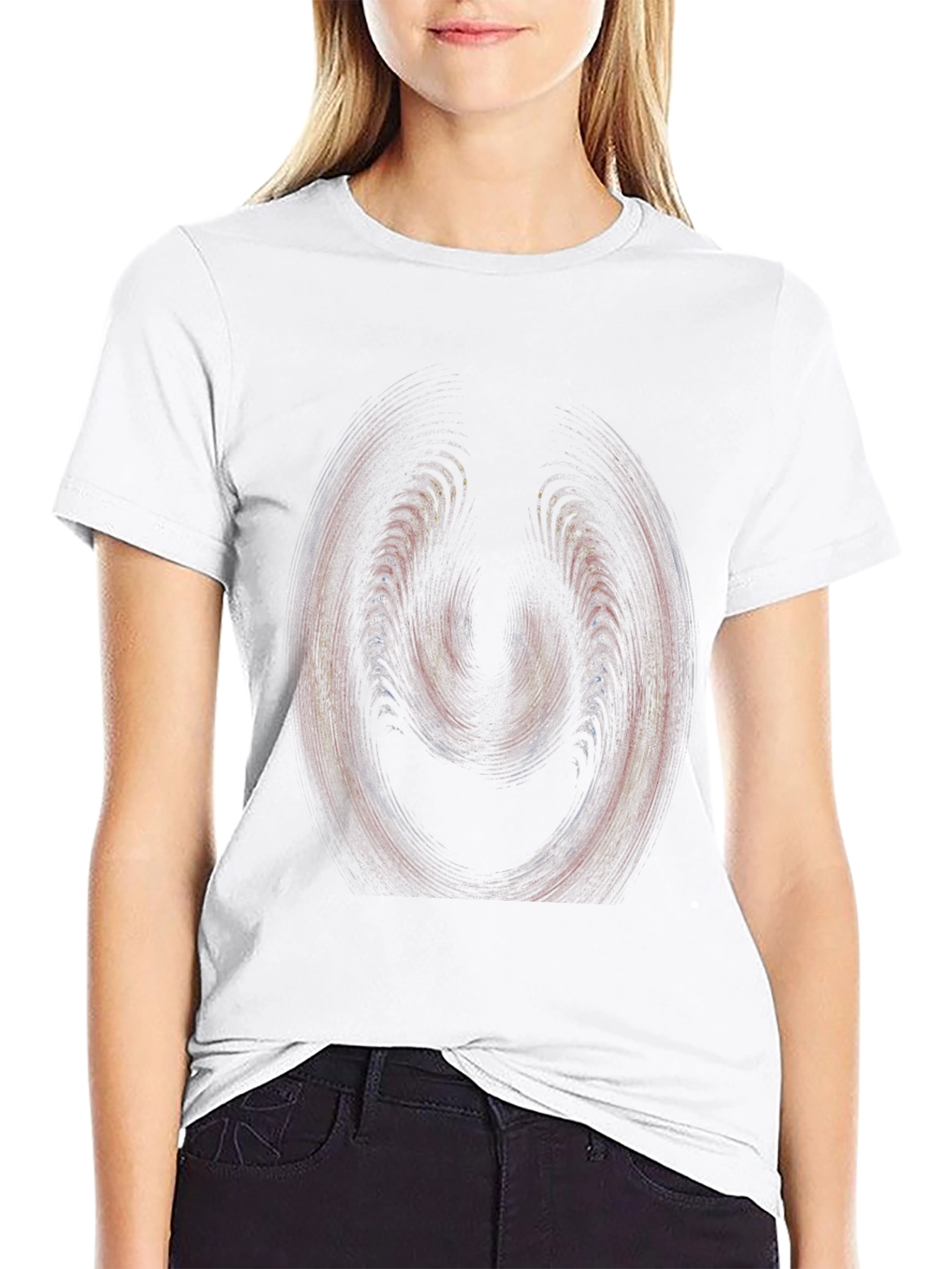 Black Abstract Swirl Graphic Black T-Shirt view 9