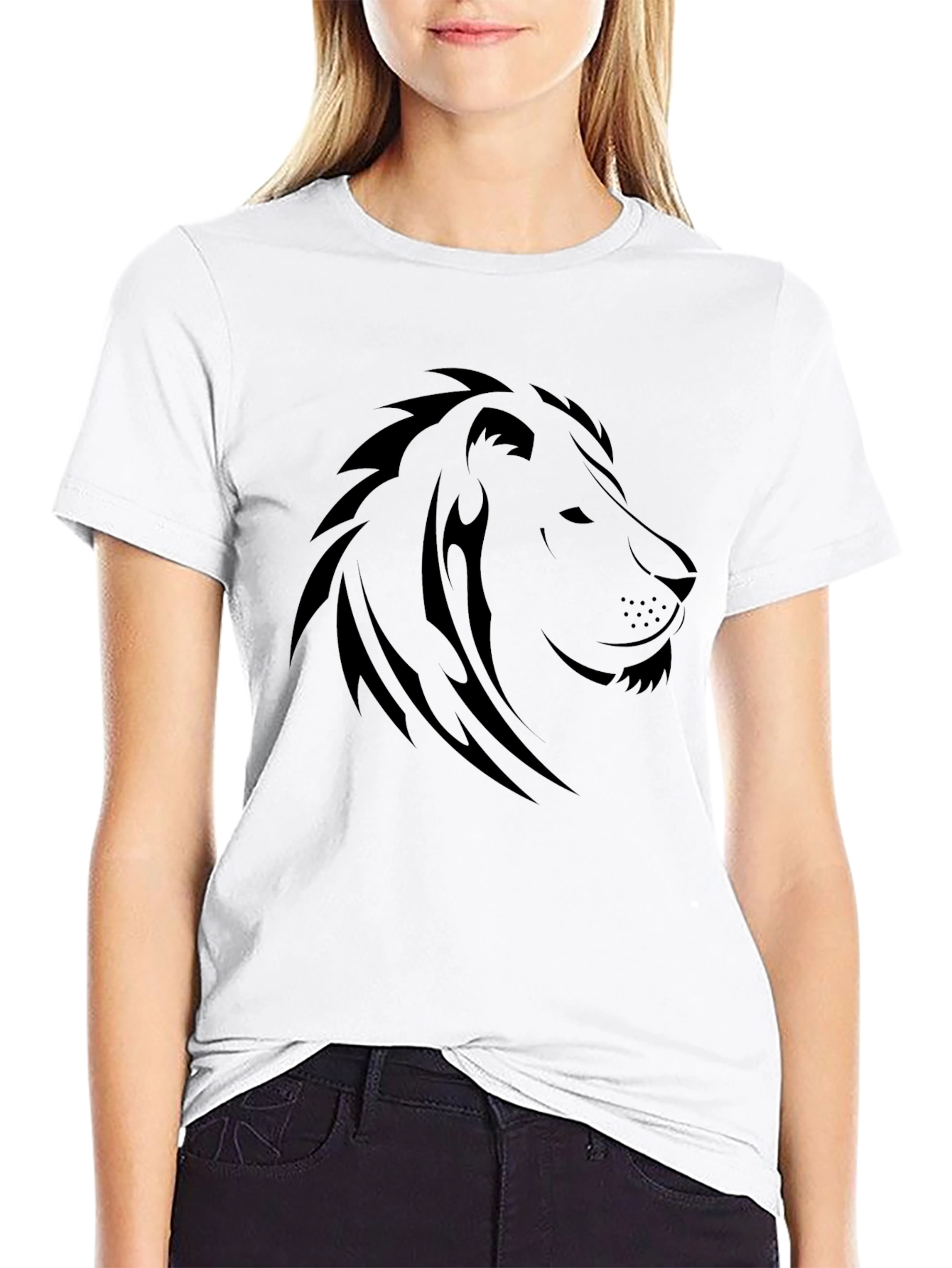 Black Black Lion Graphic Tee - Mens Stylish Crew Neck T-Shirt view 9