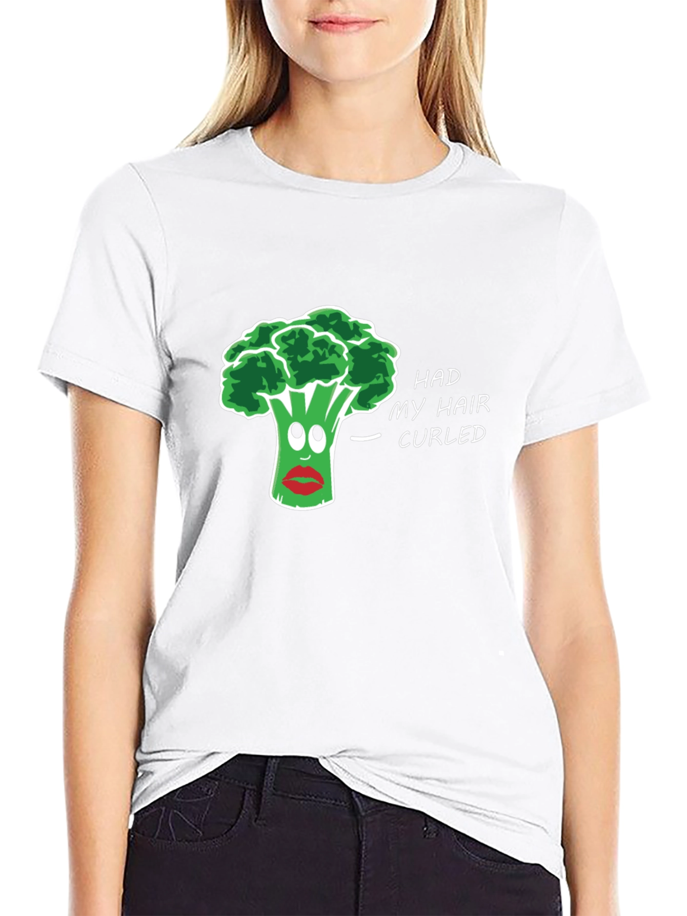 Black Humorous Broccoli Hair Pun T-Shirt view 9