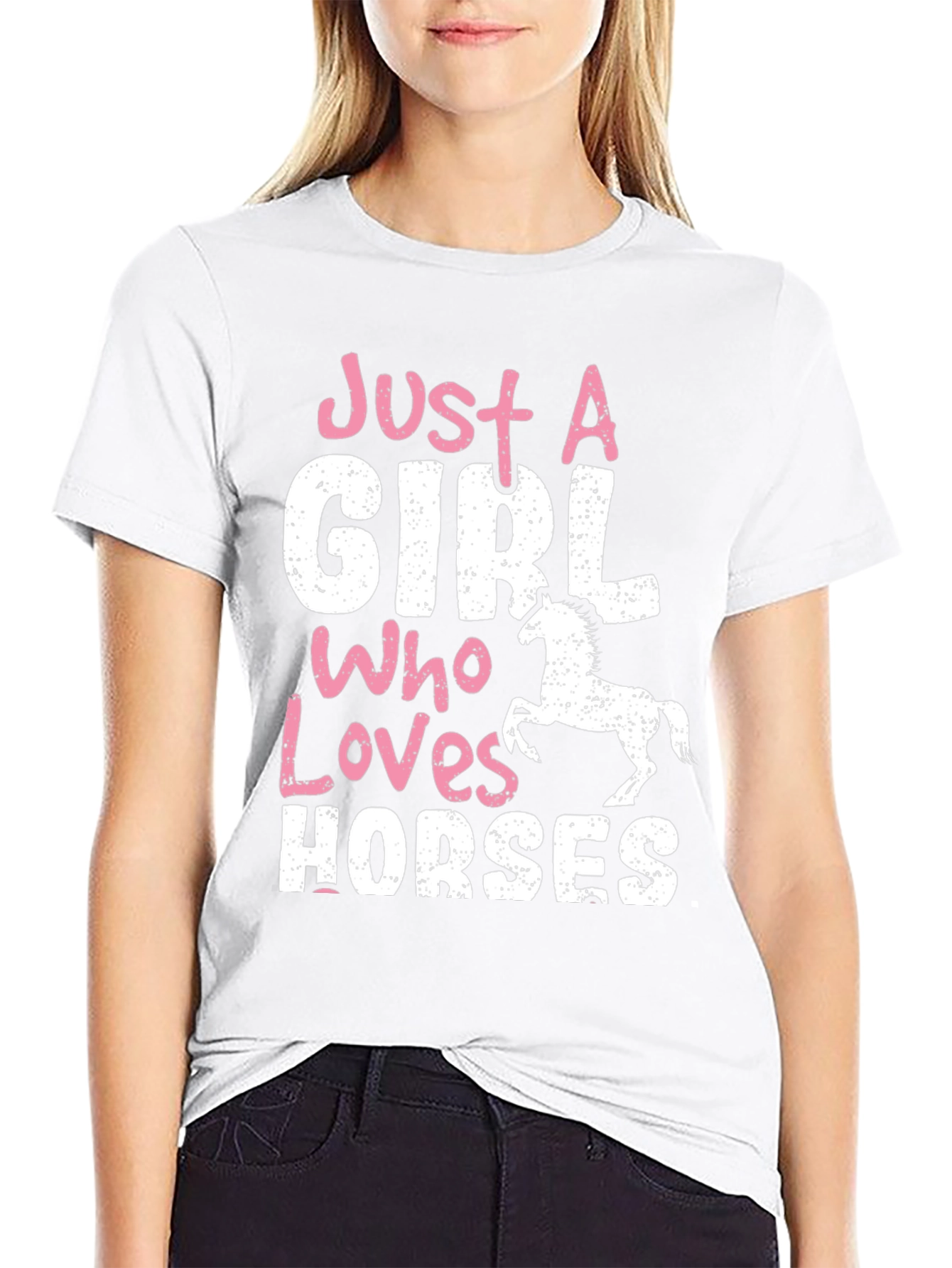 Black Just A Girl Who Loves Horses T-Shirt view 9