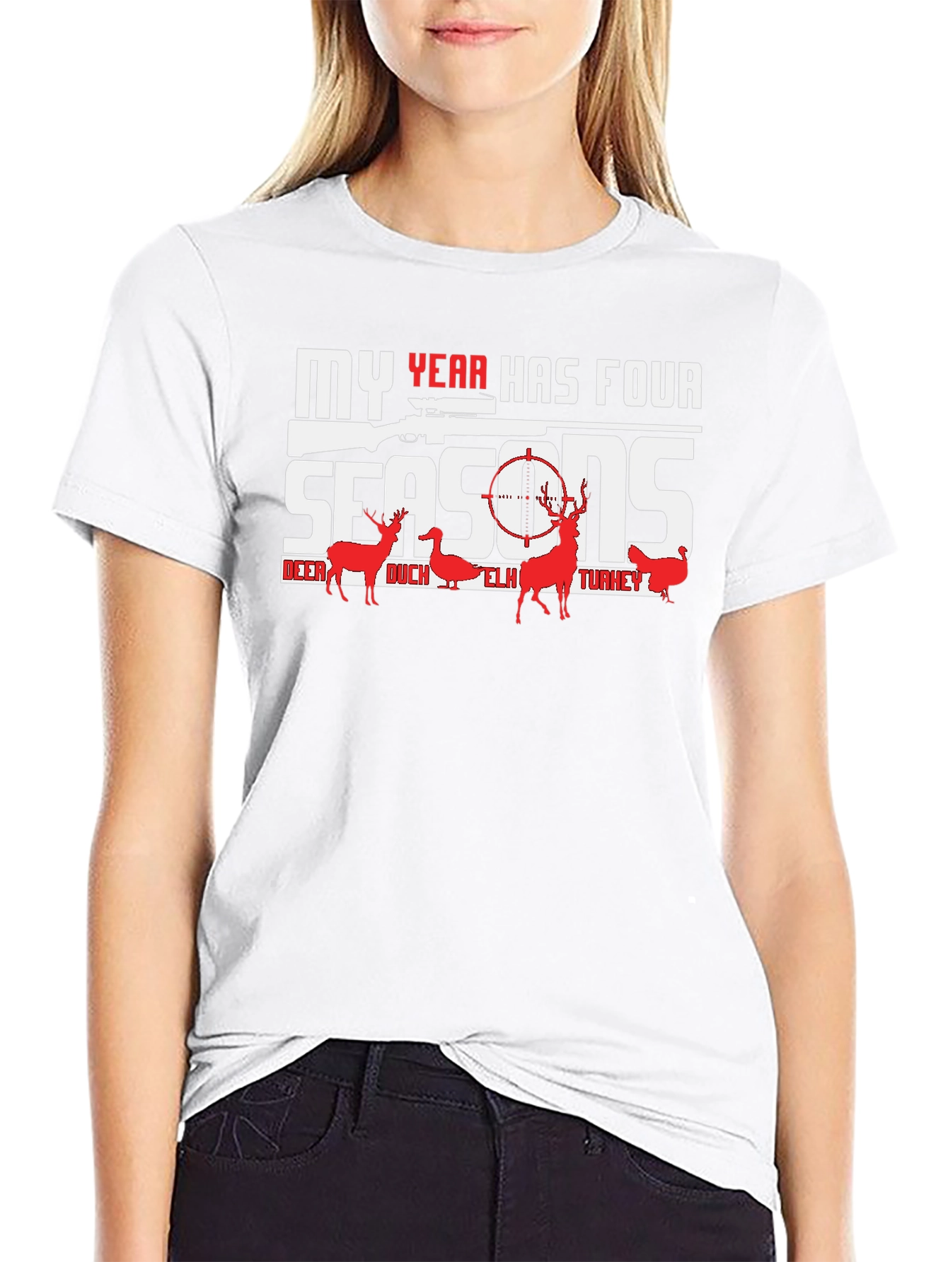 Black My Year Has Four Seasons Hunting Graphic T-Shirt view 9