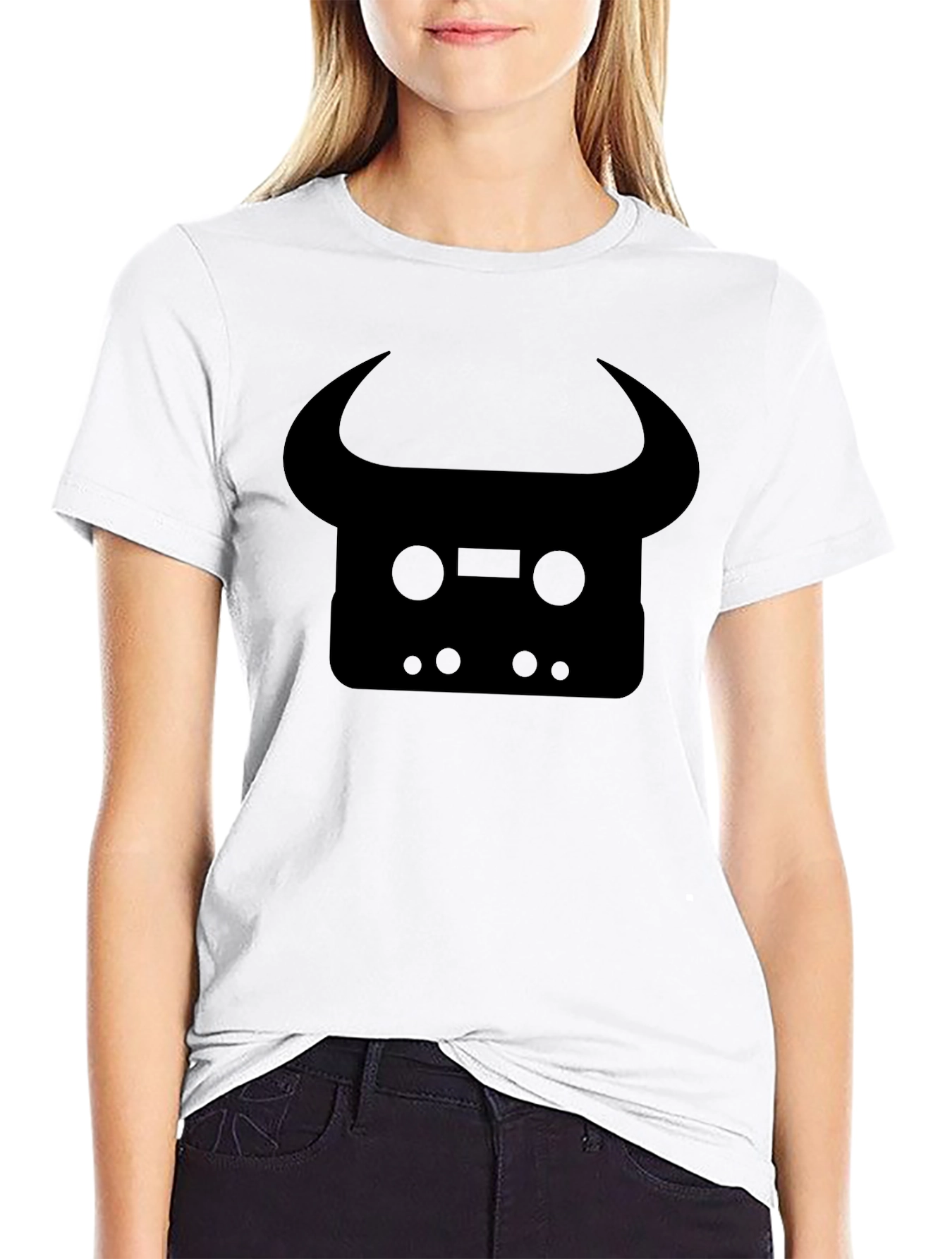 Black Cassette Tape Bull Graphic Tee - Black view 9