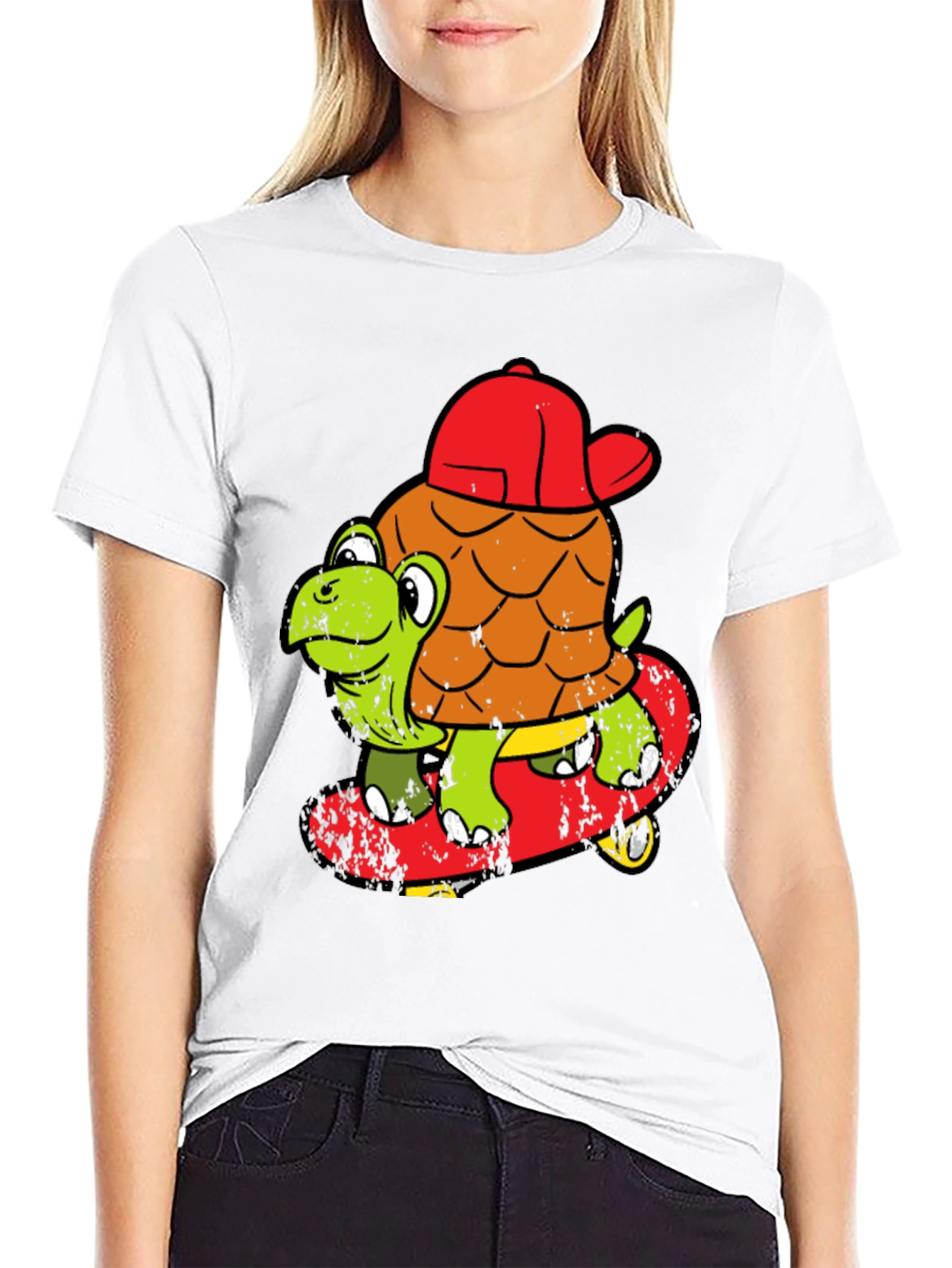 Black Turtle Skateboarder T-Shirt - Cool Cartoon Tee view 9