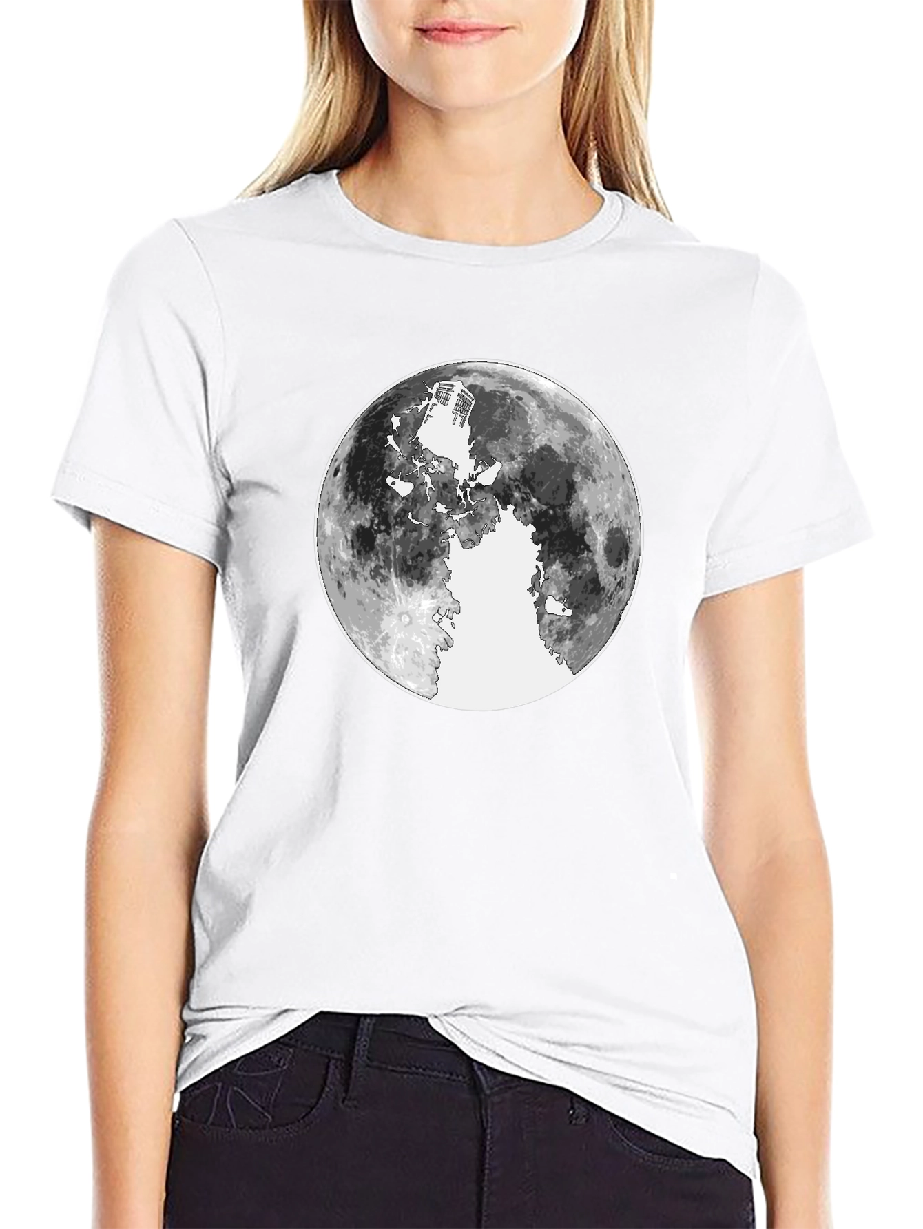 Black Lunar Silhouette Graphic Tee - Black Cotton view 9