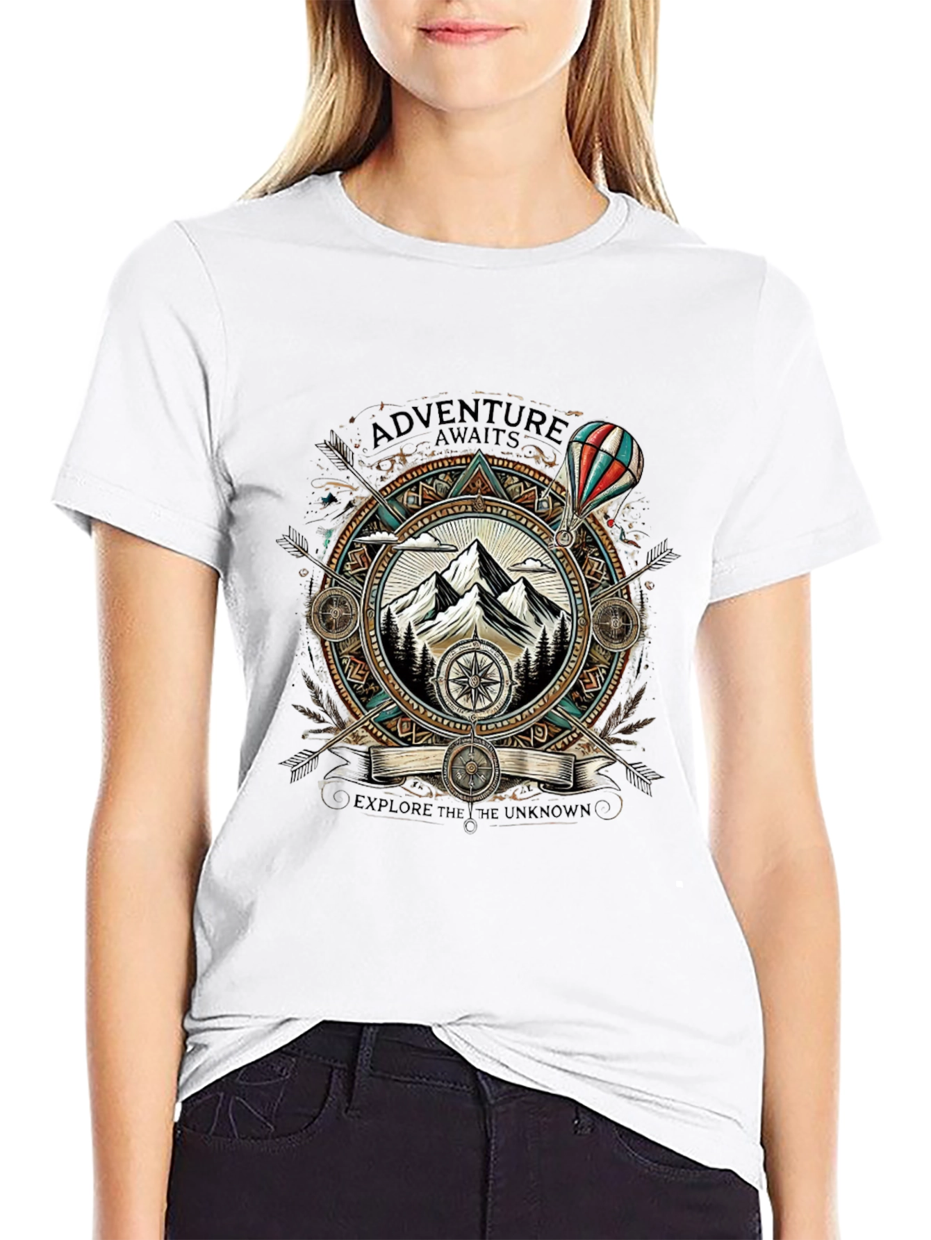 Black Adventure Awaits Graphic T-Shirt view 9