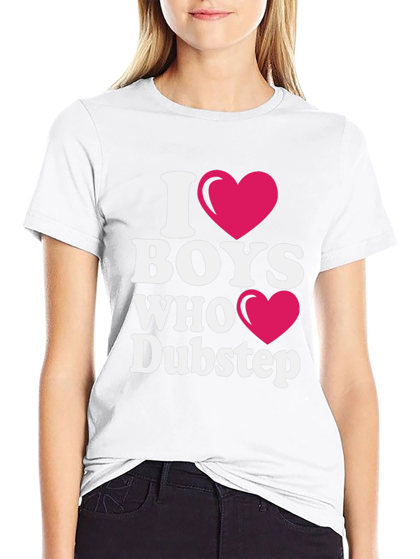 Black I Heart Boys Who Dubstep Black T-Shirt view 9