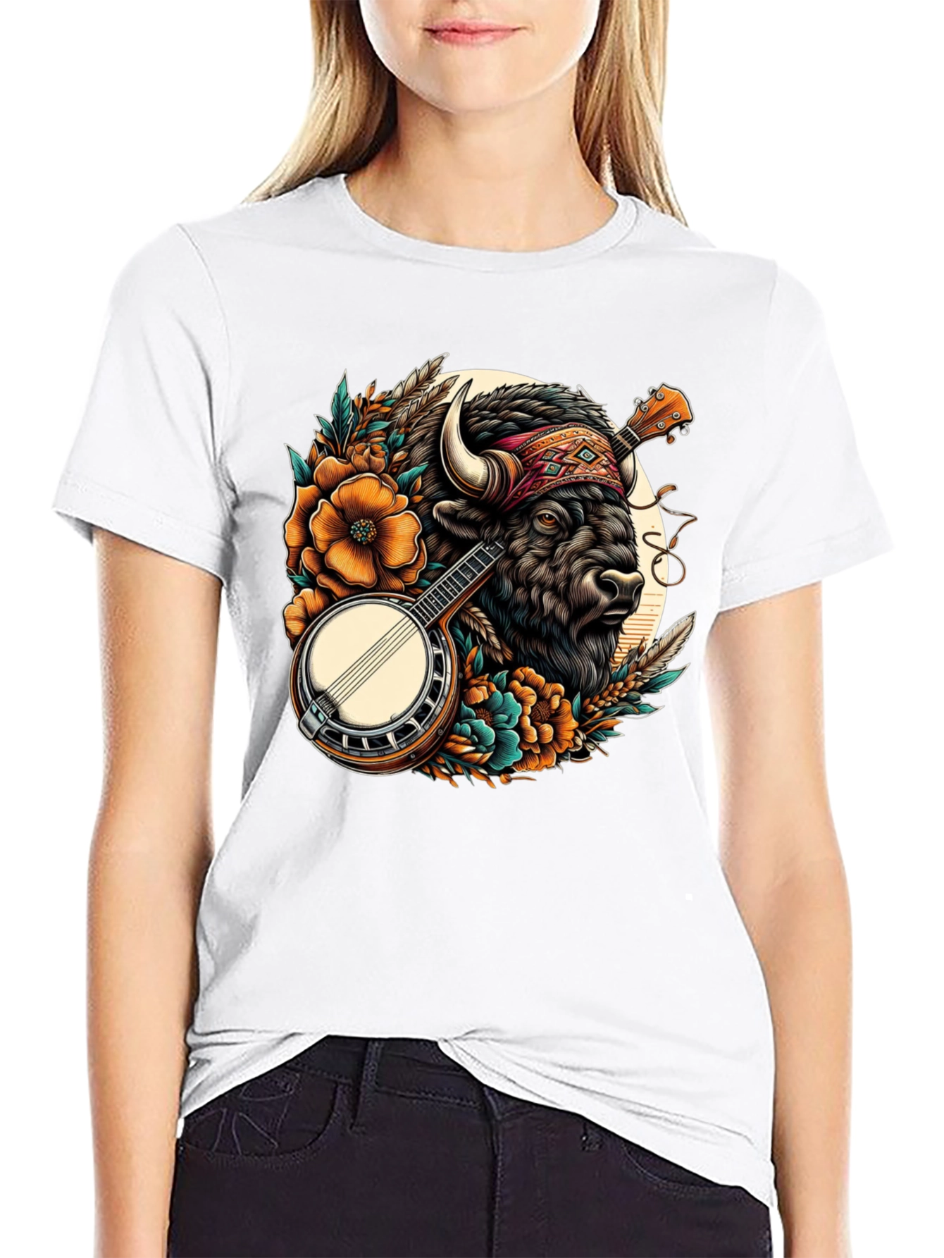 Black Buffalo Banjo T-Shirt - Unique Graphic Tee view 9